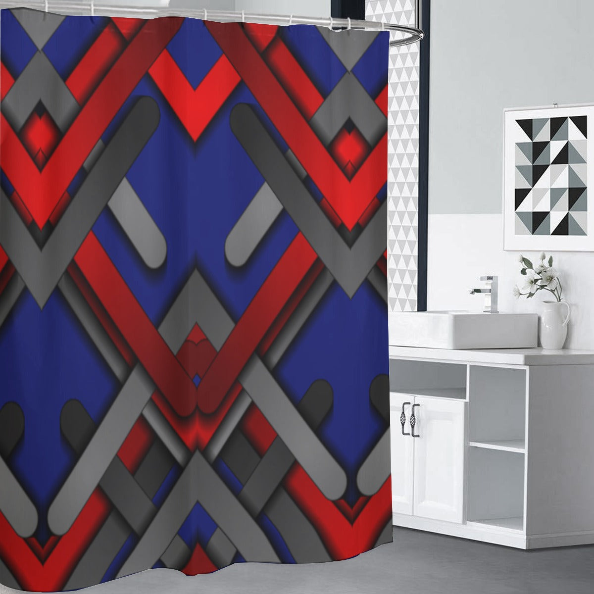 Chevron Shower Curtain with Vibrant Abstract Design - Perfect for Adding Color to Your Bathroom - Misfit Marketing Design Studios