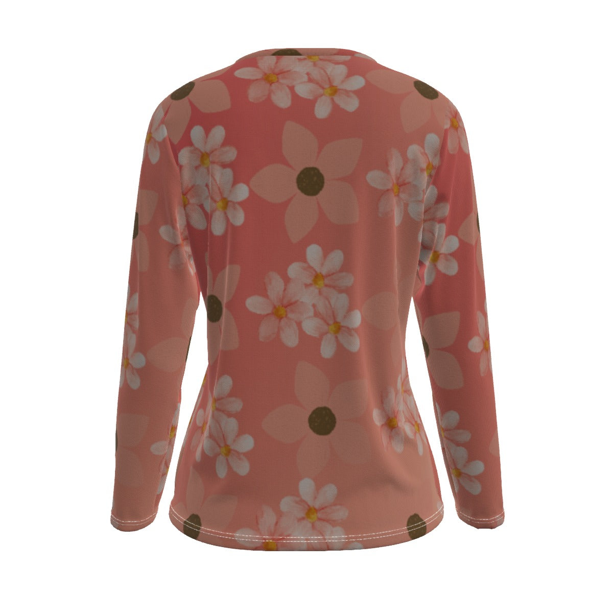 Peach Floral Oversized Long Sleeve Top for Women - Fashion Must-Have - Misfit Marketing Design Studios