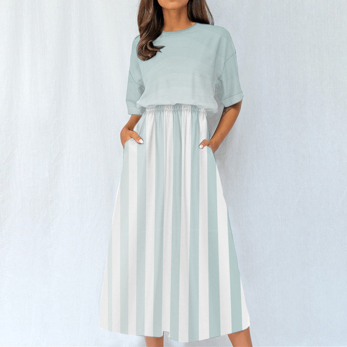 Subtle Sage Midi Dress - Simple and Sophisticated Style for Any Occasion - Misfit Marketing Design Studios