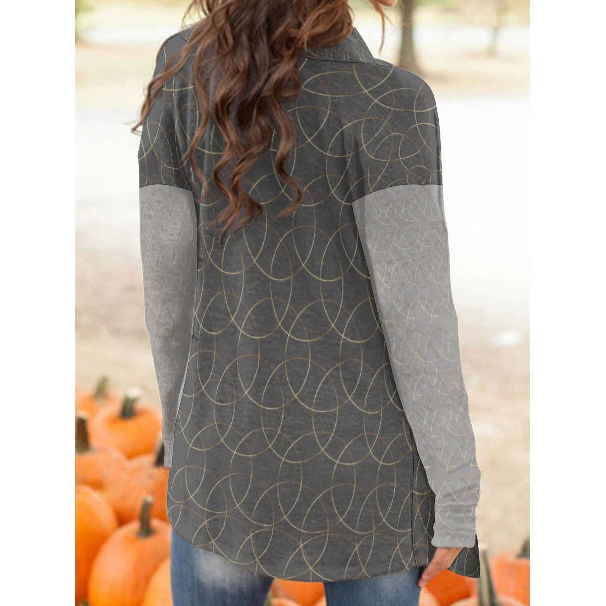 Gold Rings Long Sleeve Cardigan in Grey - Cozy and Chic - Misfit Marketing Design Studios