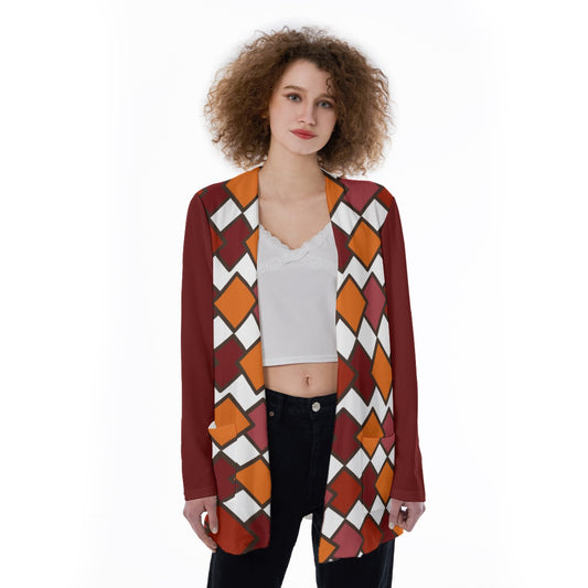 Retro Pattern Pocket Cardigan - Vintage-Inspired Sweater for a Stylish Look - Misfit Marketing Design Studios