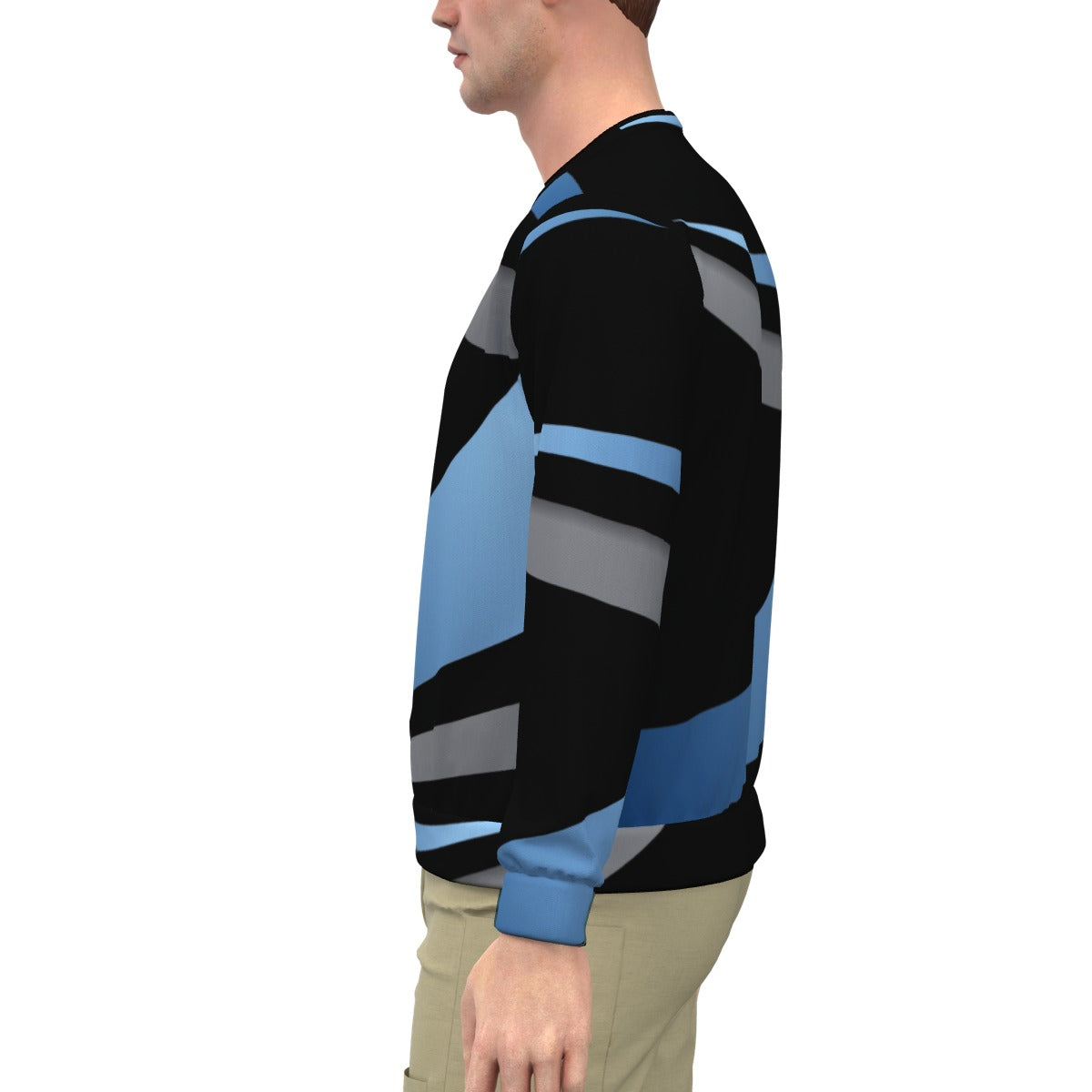 Mens Blue  Gray Patterned Fashion Sweatshirt - Stylish and Comfortable - Misfit Marketing Design Studios