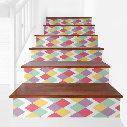 Multi-colored Pattern Stair Riser Decals - Misfit Marketing Designs