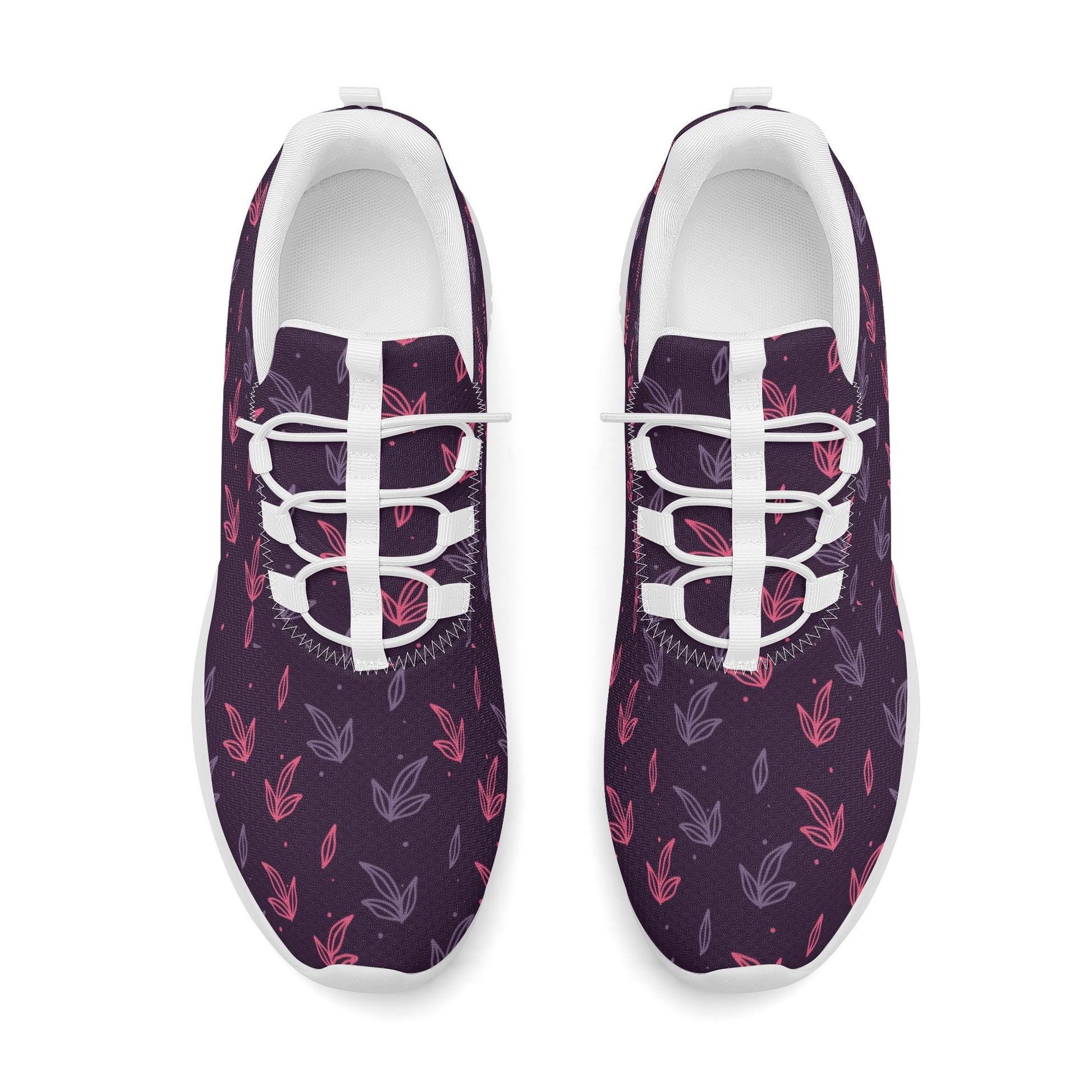 Dark Purple Leaves Lace Up Running Shoes - Misfit Marketing Designs