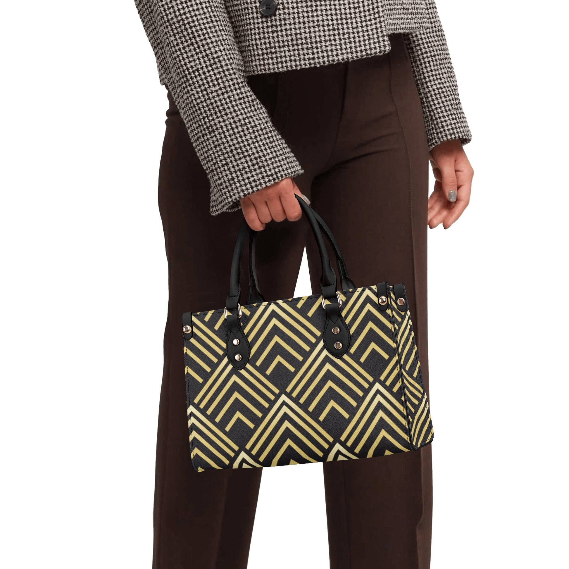 Gold Chevron Leather Bag - Misfit Marketing Designs