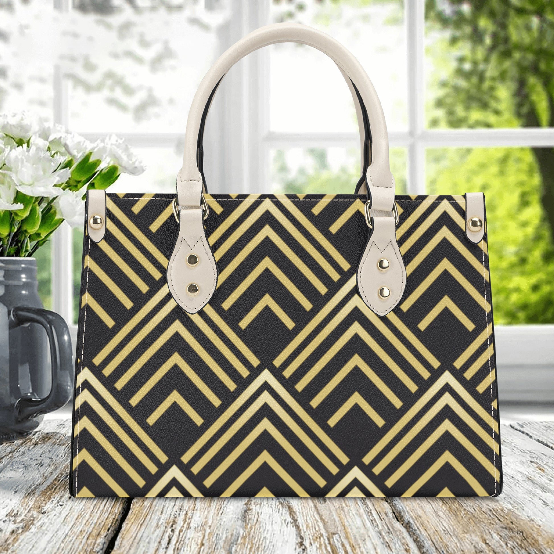 Gold Chevron Leather Bag - Misfit Marketing Designs