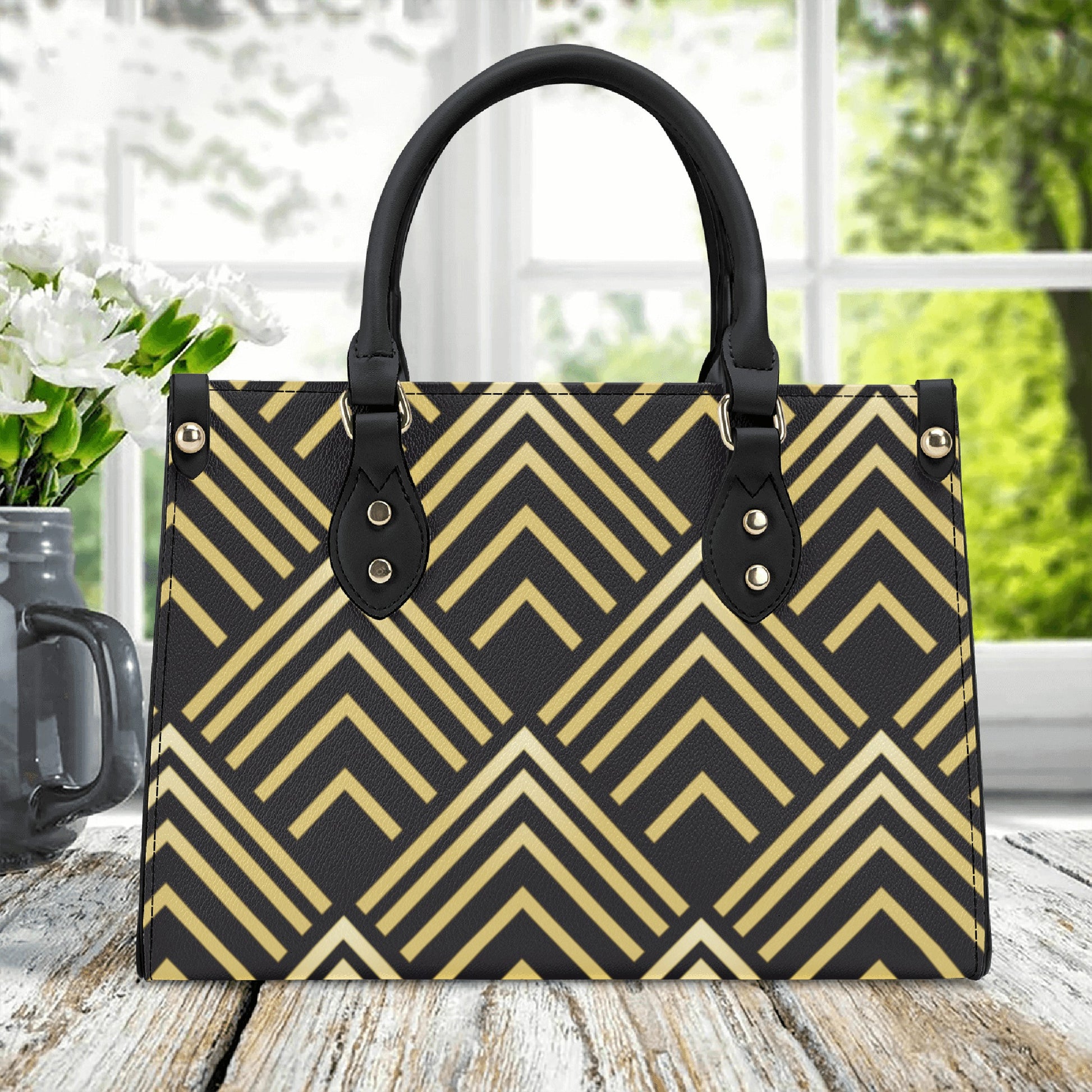 Gold Chevron Leather Bag - Misfit Marketing Designs