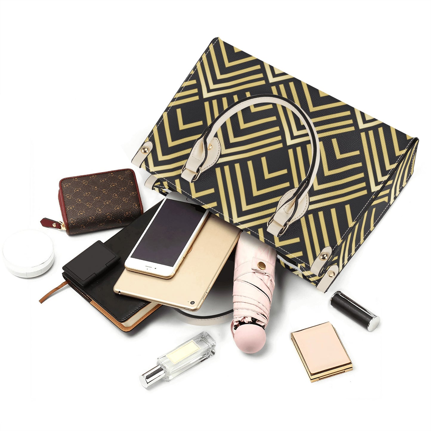 Gold Chevron Leather Bag - Misfit Marketing Designs