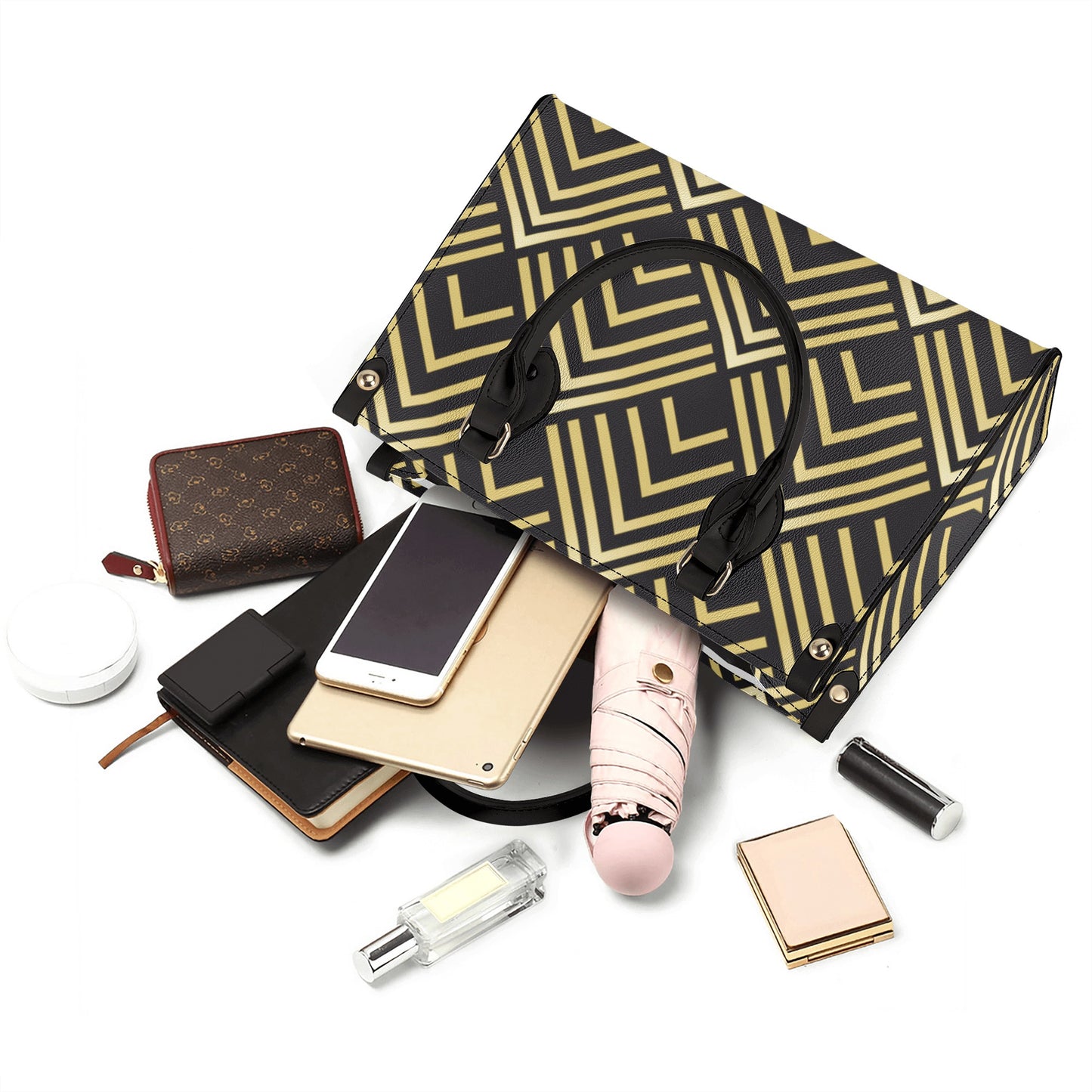 Gold Chevron Leather Bag - Misfit Marketing Designs