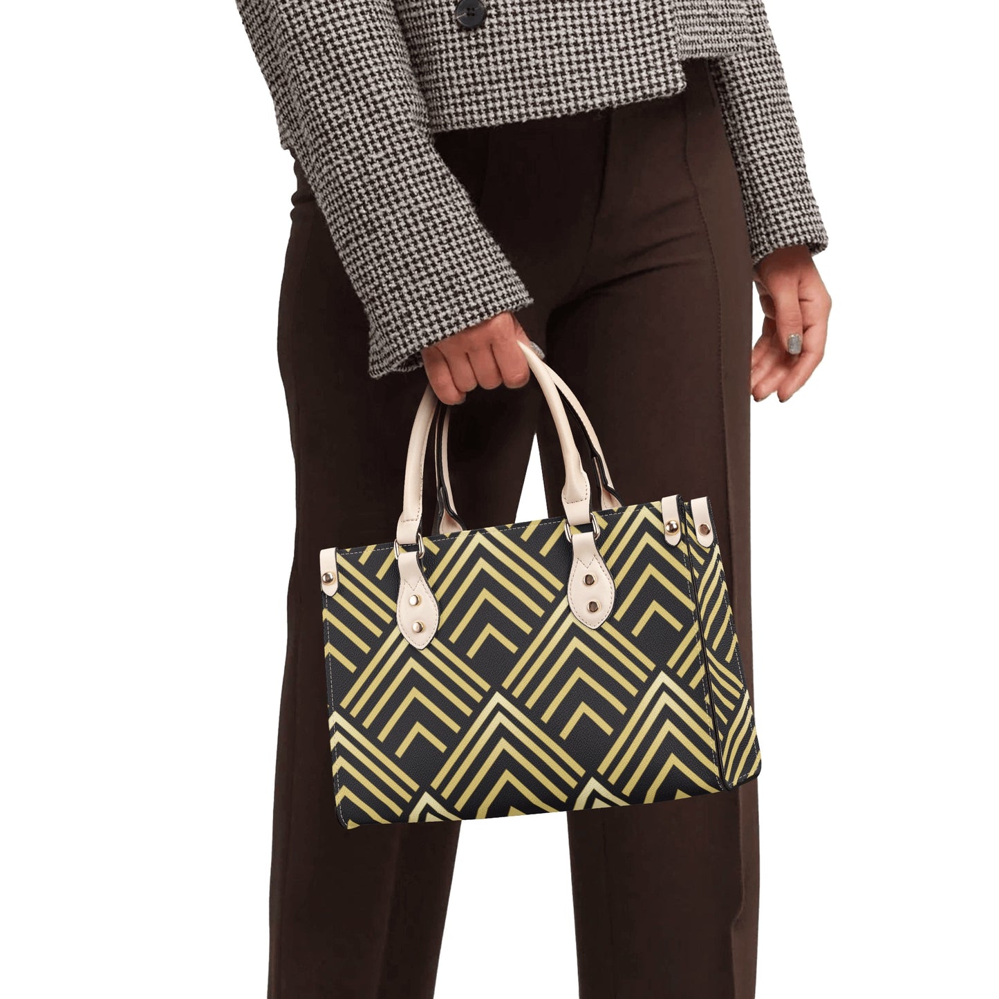 Gold Chevron Leather Bag - Misfit Marketing Designs