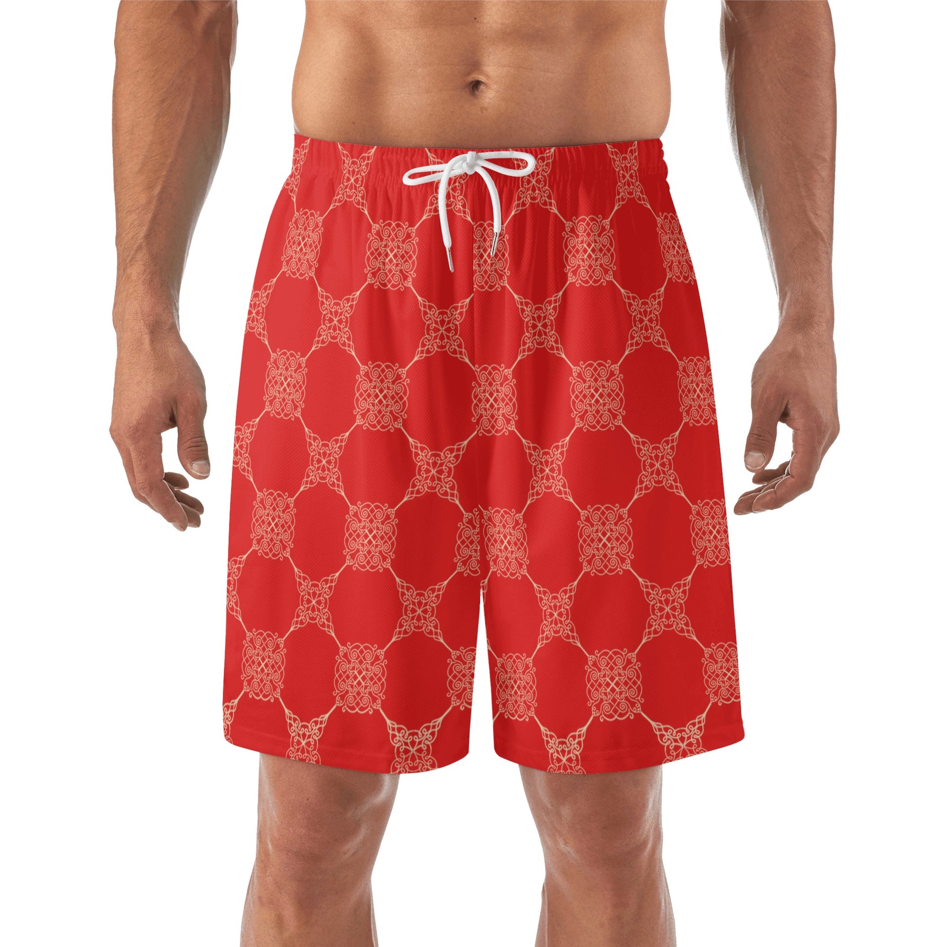 Men's Lightweight Red Beach Shorts - Misfit Marketing Designs