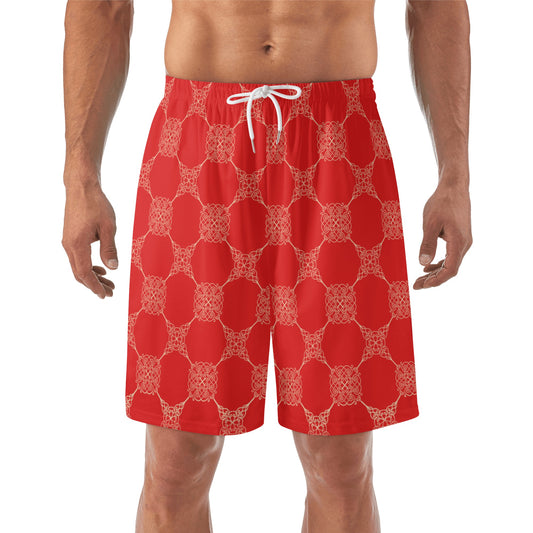 Men's Lightweight Red Beach Shorts - Misfit Marketing Designs