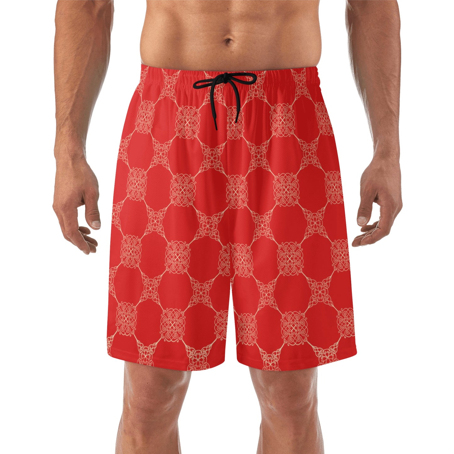 Men's Lightweight Red Beach Shorts - Misfit Marketing Designs