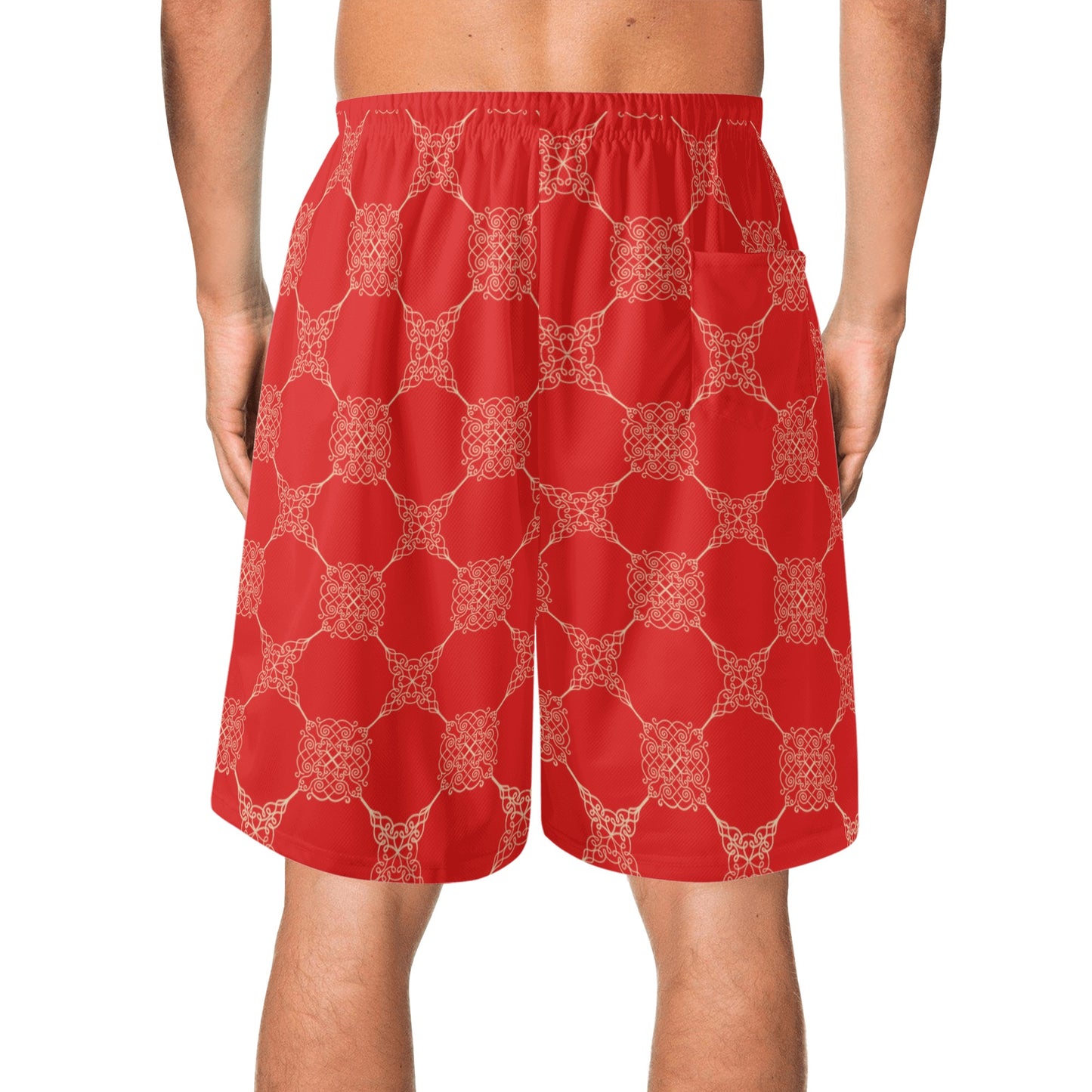 Men's Lightweight Red Beach Shorts - Misfit Marketing Designs