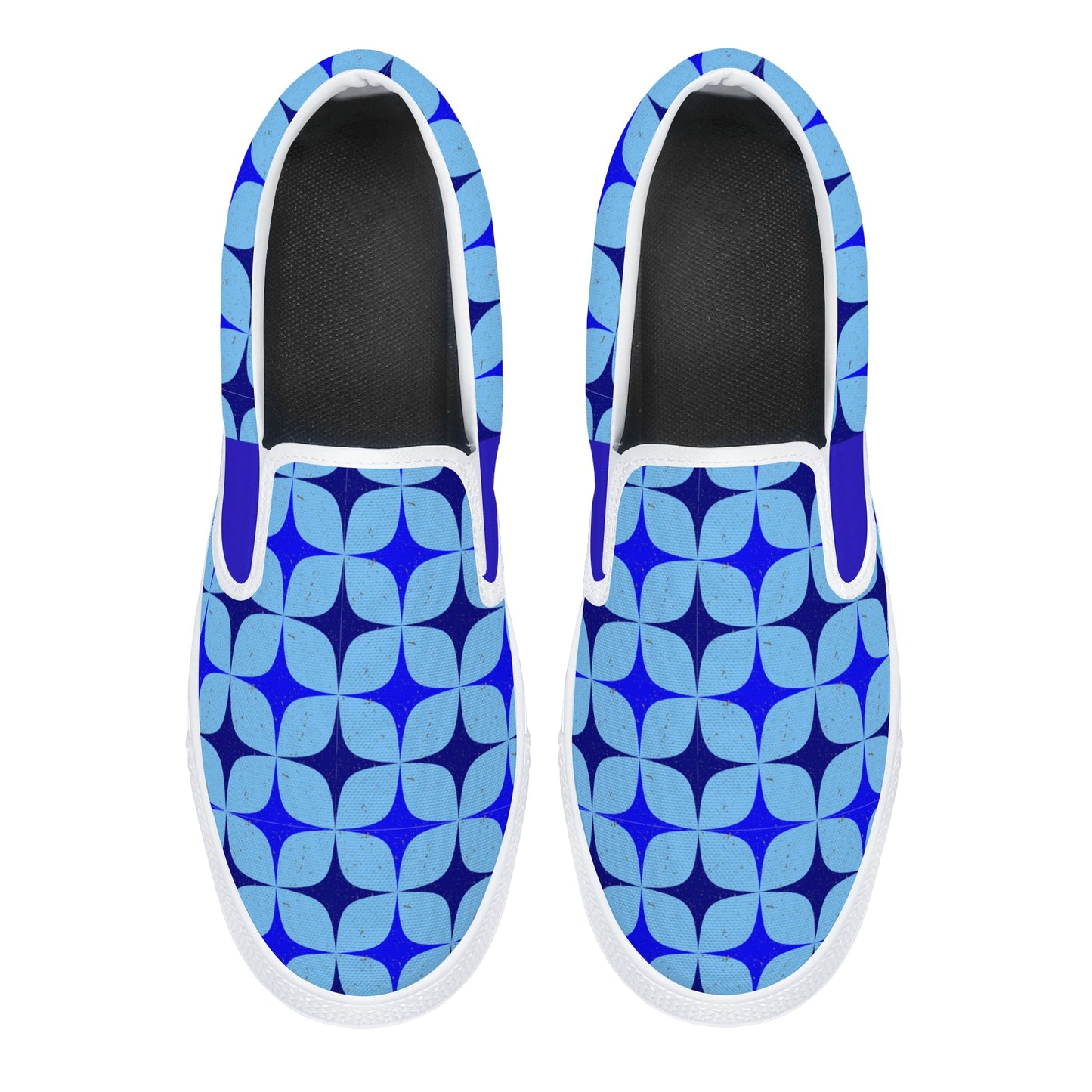 Blue Retro Inspired Men's Slip-On Shoes - Misfit Marketing Designs