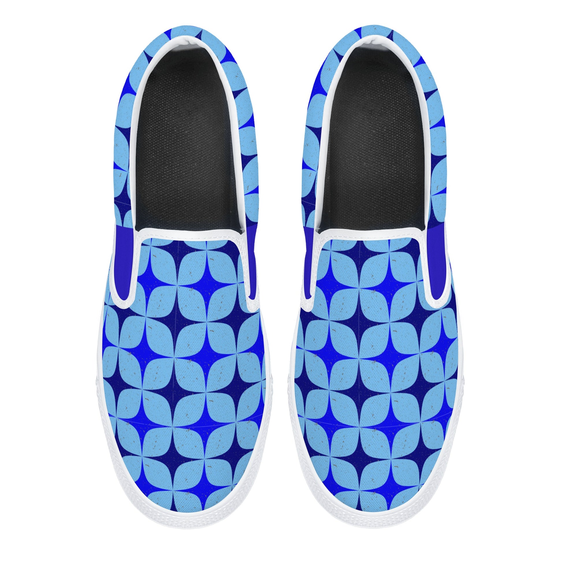 Blue Retro Inspired Men's Slip-On Shoes - Misfit Marketing Designs