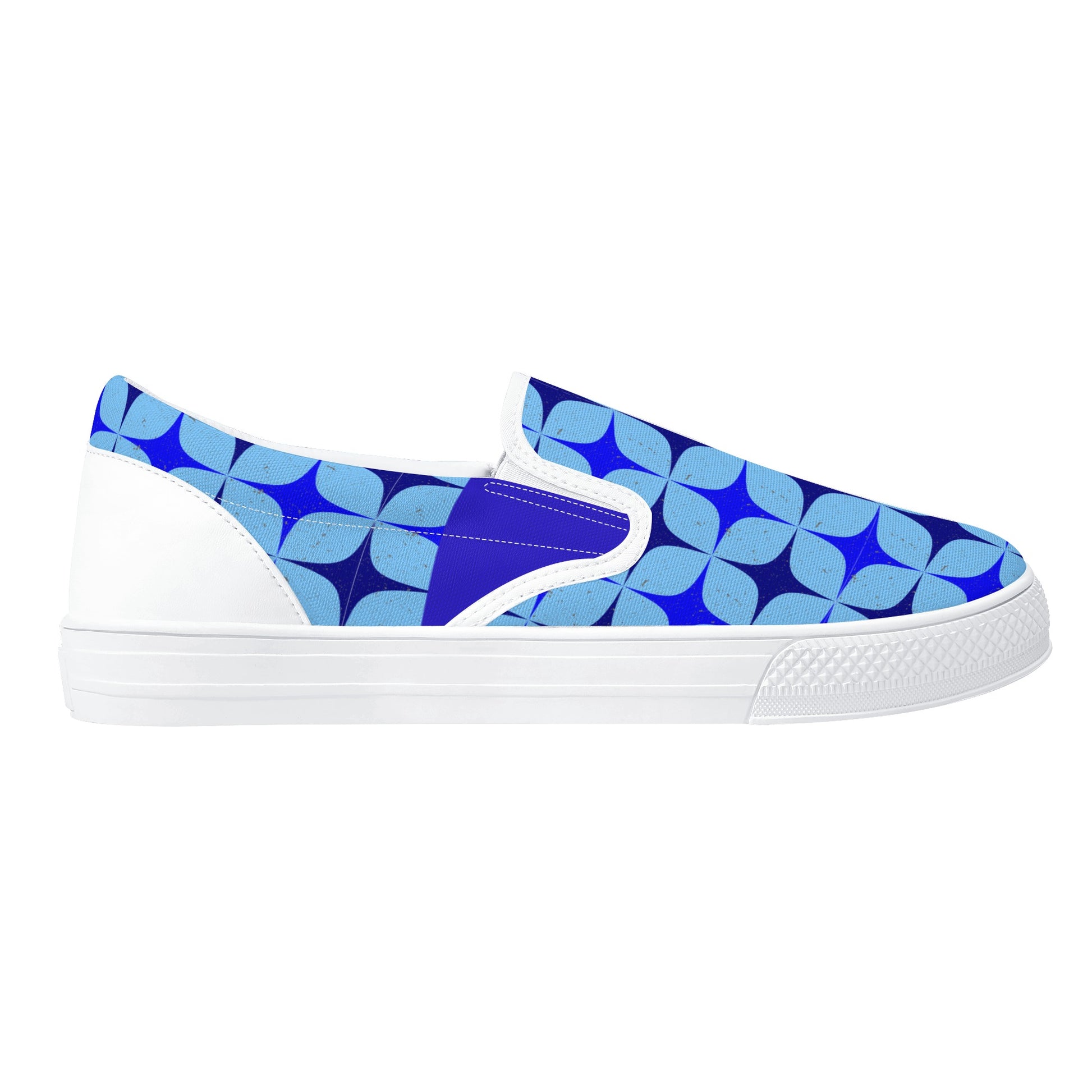 Blue Retro Inspired Men's Slip-On Shoes - Misfit Marketing Designs