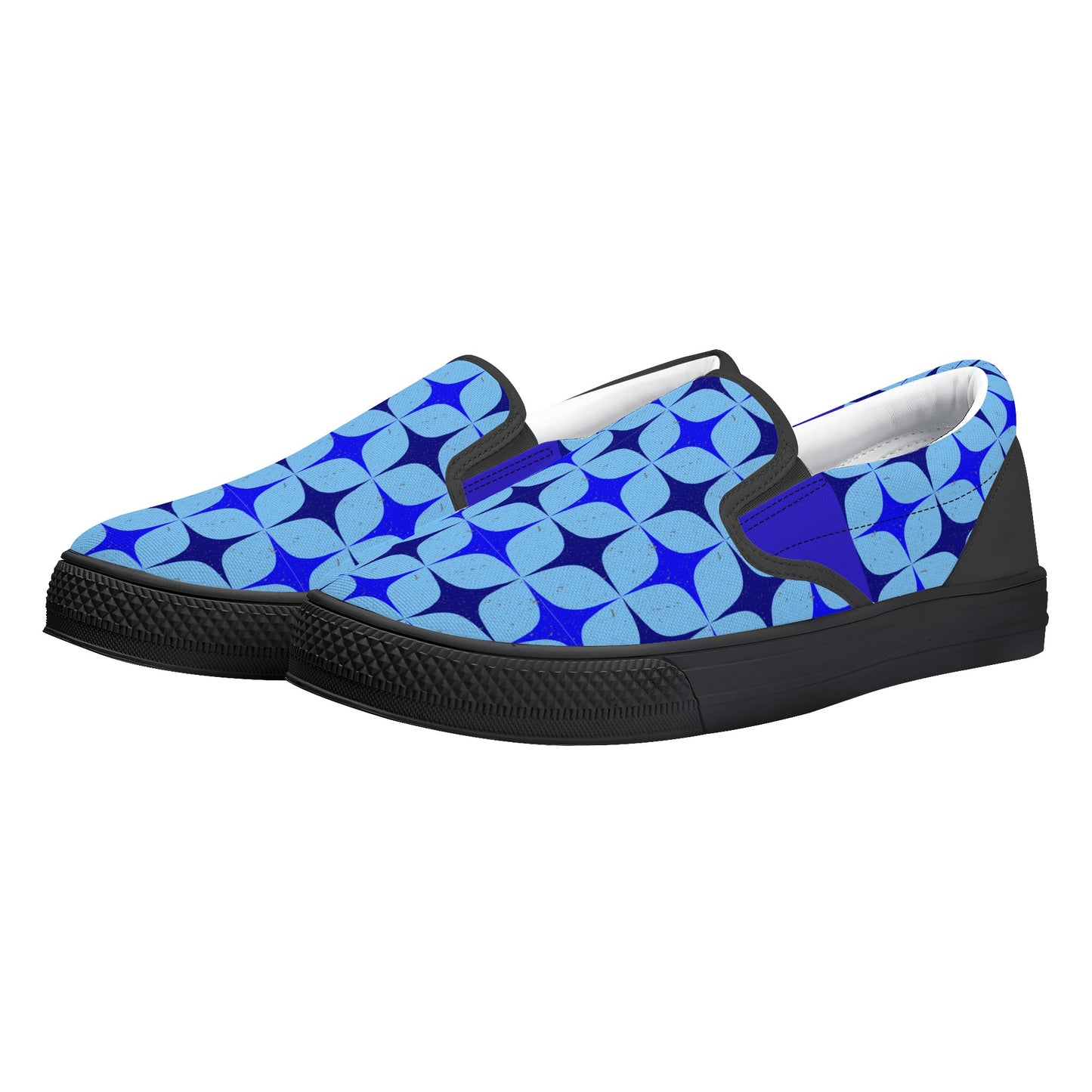 Blue Retro Inspired Men's Slip-On Shoes - Misfit Marketing Designs