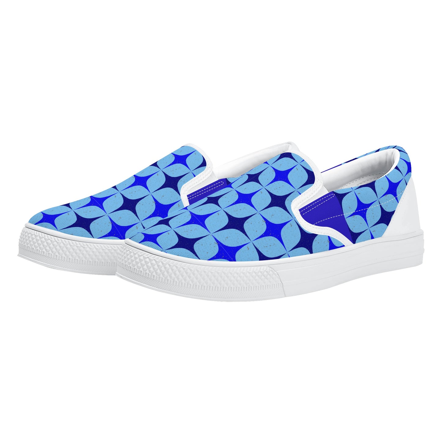 Blue Retro Inspired Men's Slip-On Shoes - Misfit Marketing Designs