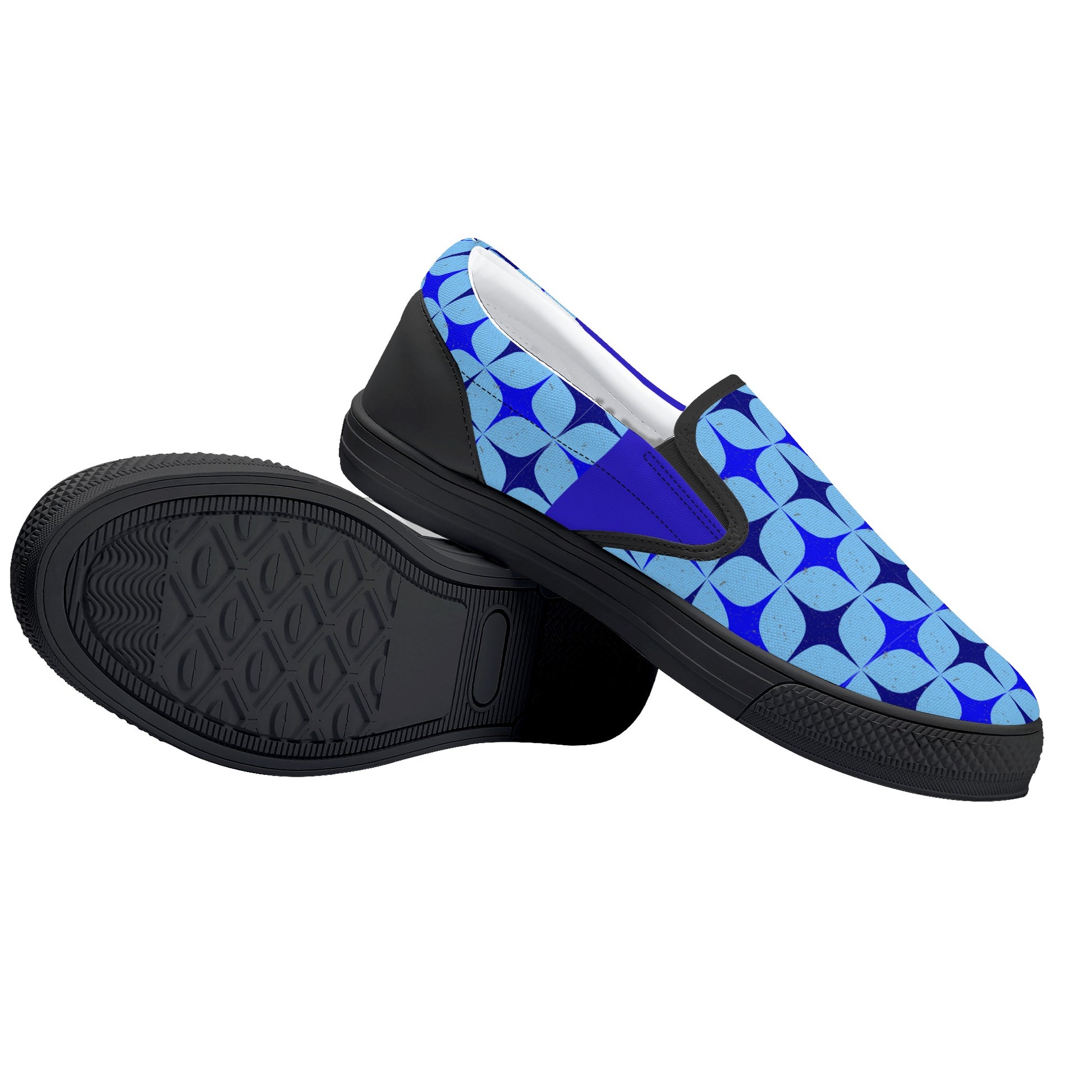 Blue Retro Inspired Men's Slip-On Shoes - Misfit Marketing Designs