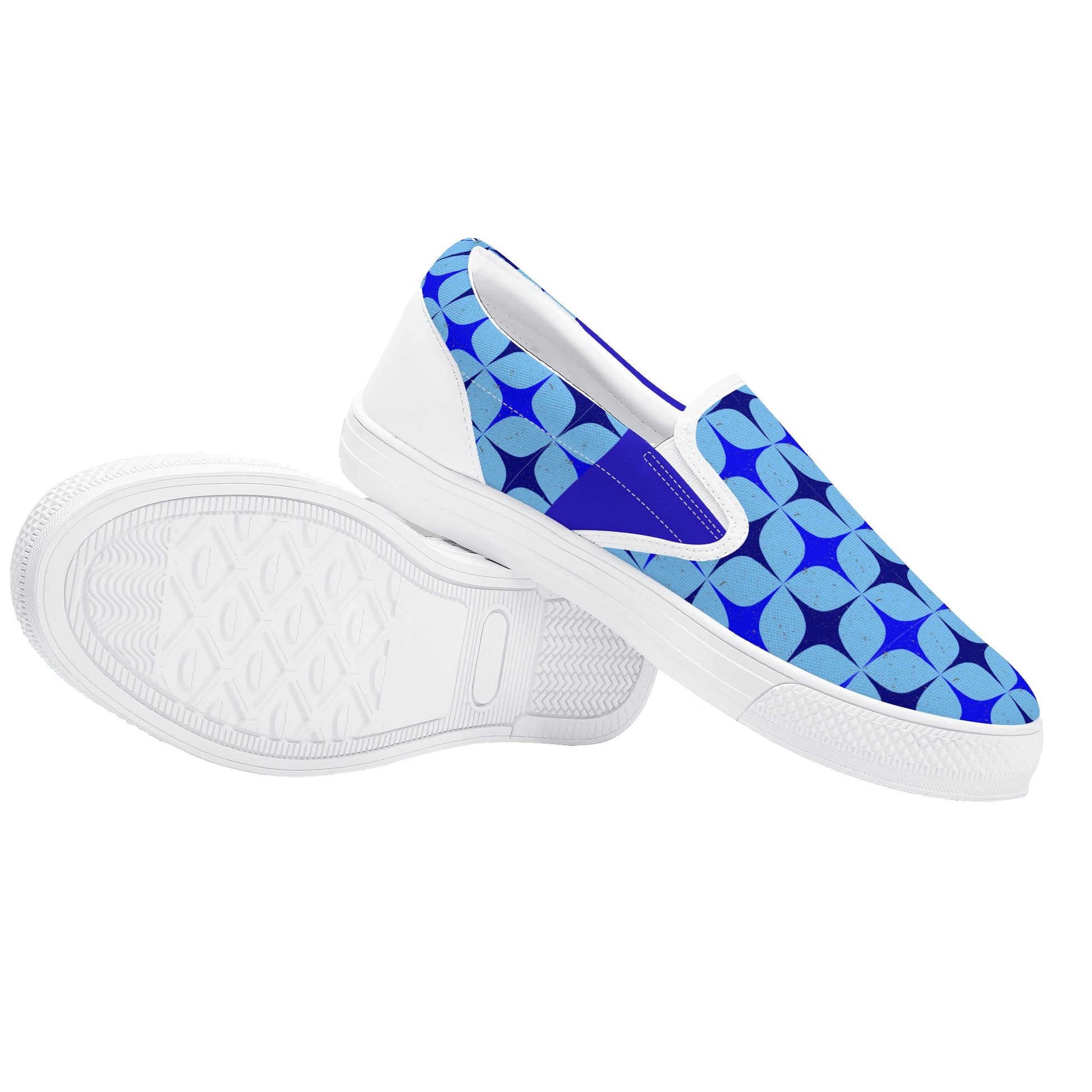 Blue Retro Inspired Men's Slip-On Shoes - Misfit Marketing Designs