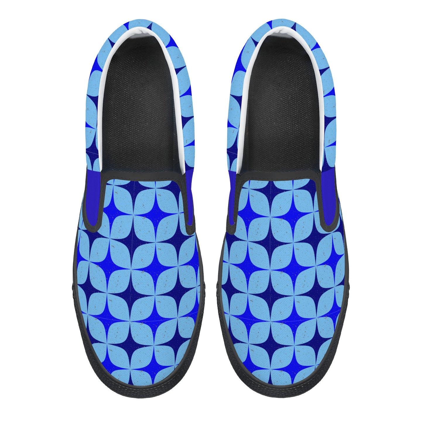 Blue Retro Inspired Men's Slip-On Shoes - Misfit Marketing Designs