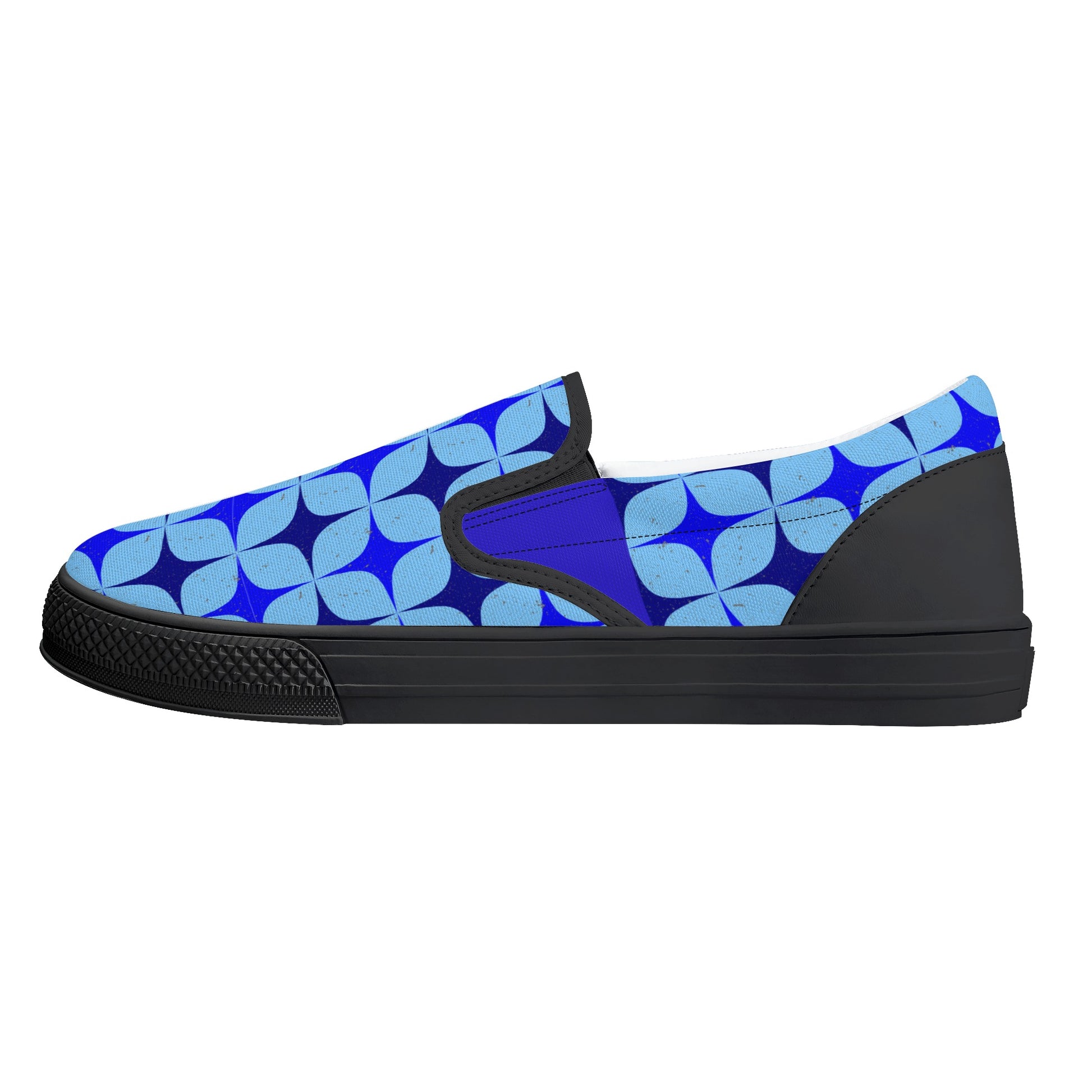 Blue Retro Inspired Men's Slip-On Shoes - Misfit Marketing Designs