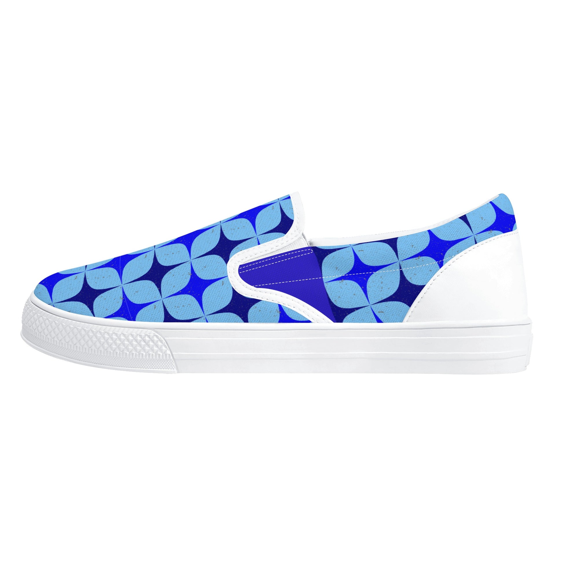 Blue Retro Inspired Men's Slip-On Shoes - Misfit Marketing Designs