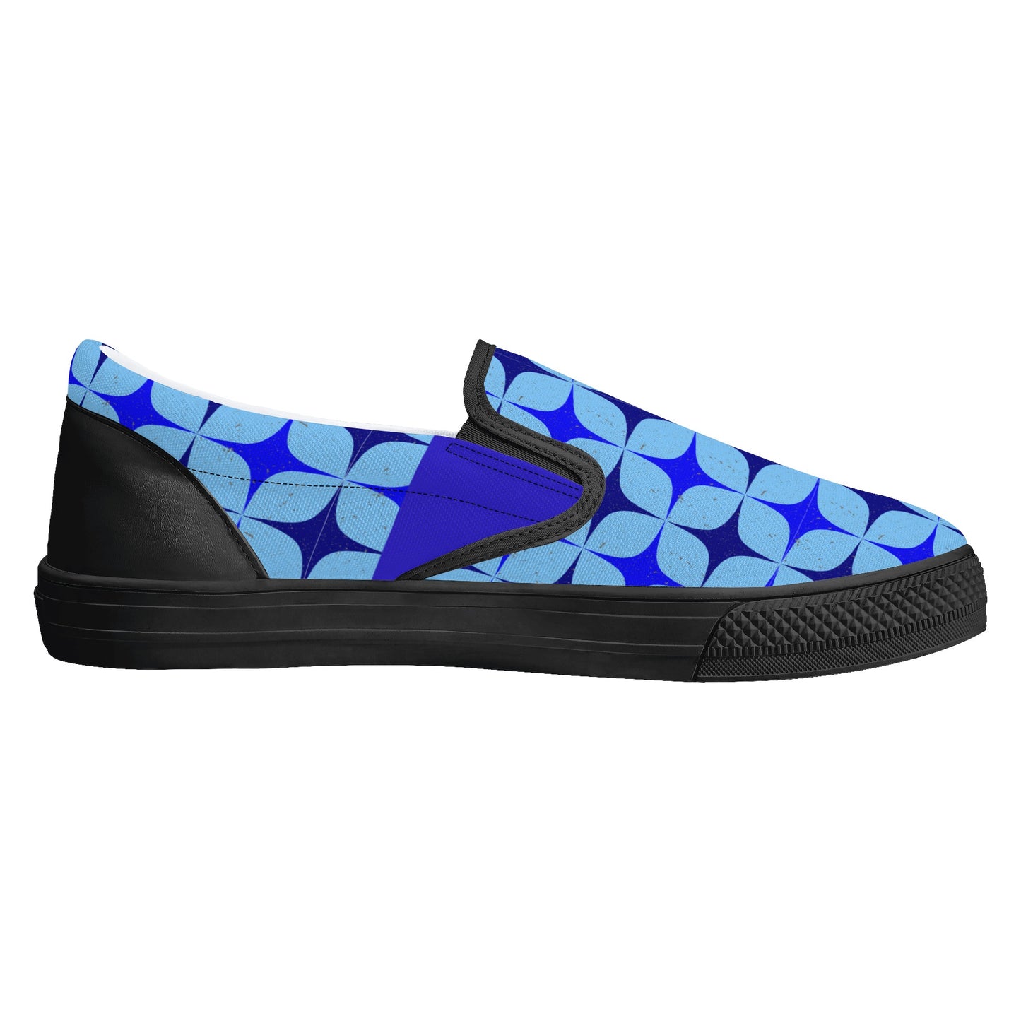 Blue Retro Inspired Men's Slip-On Shoes - Misfit Marketing Designs