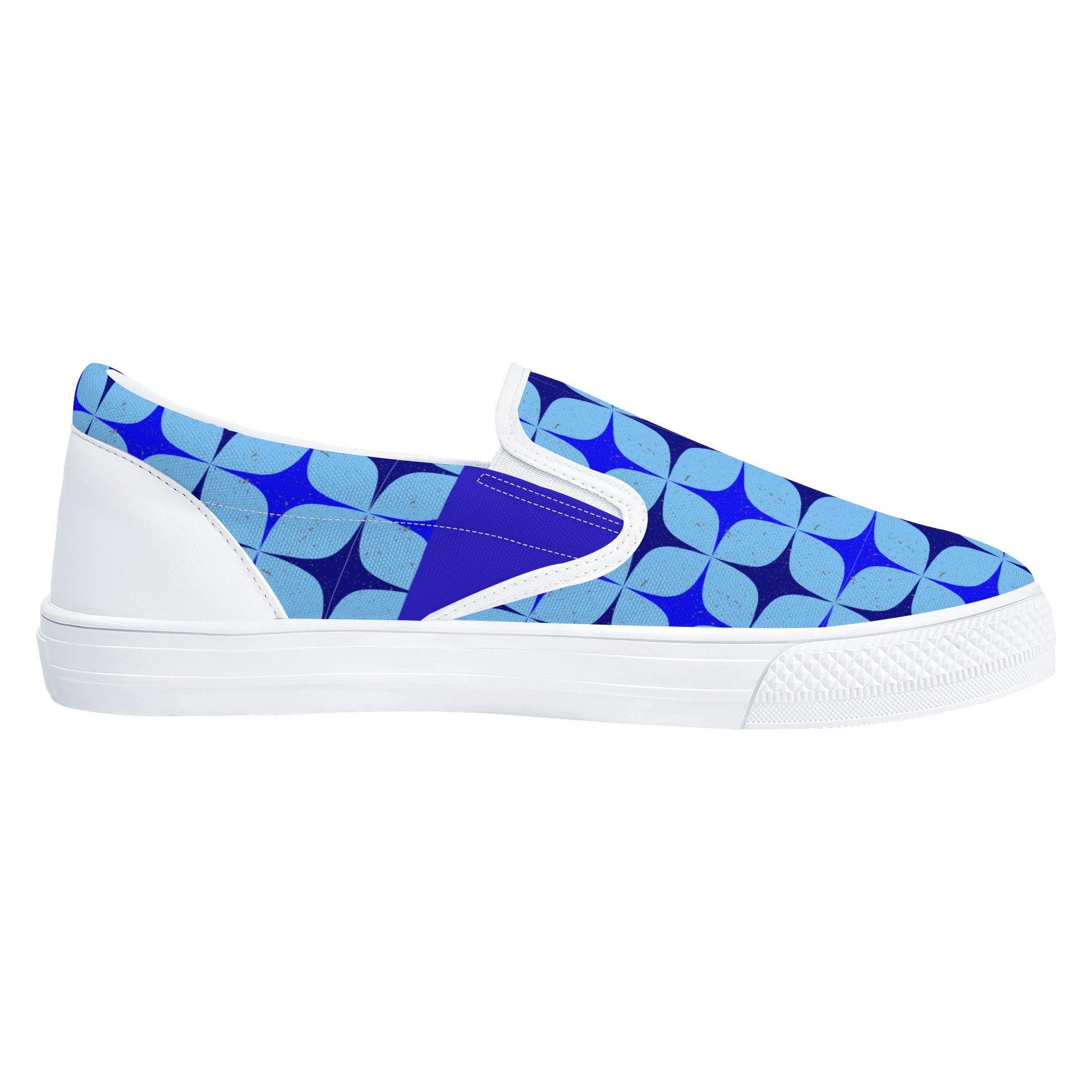 Blue Retro Inspired Men's Slip-On Shoes - Misfit Marketing Designs