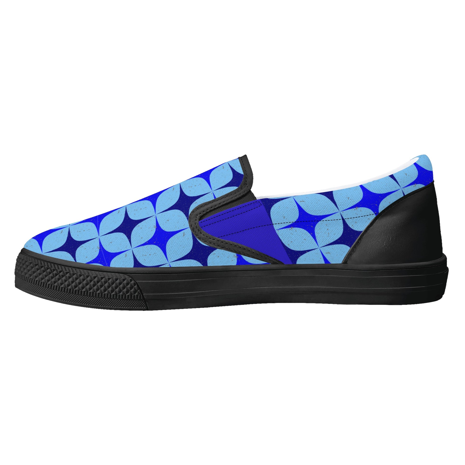 Blue Retro Inspired Men's Slip-On Shoes - Misfit Marketing Designs