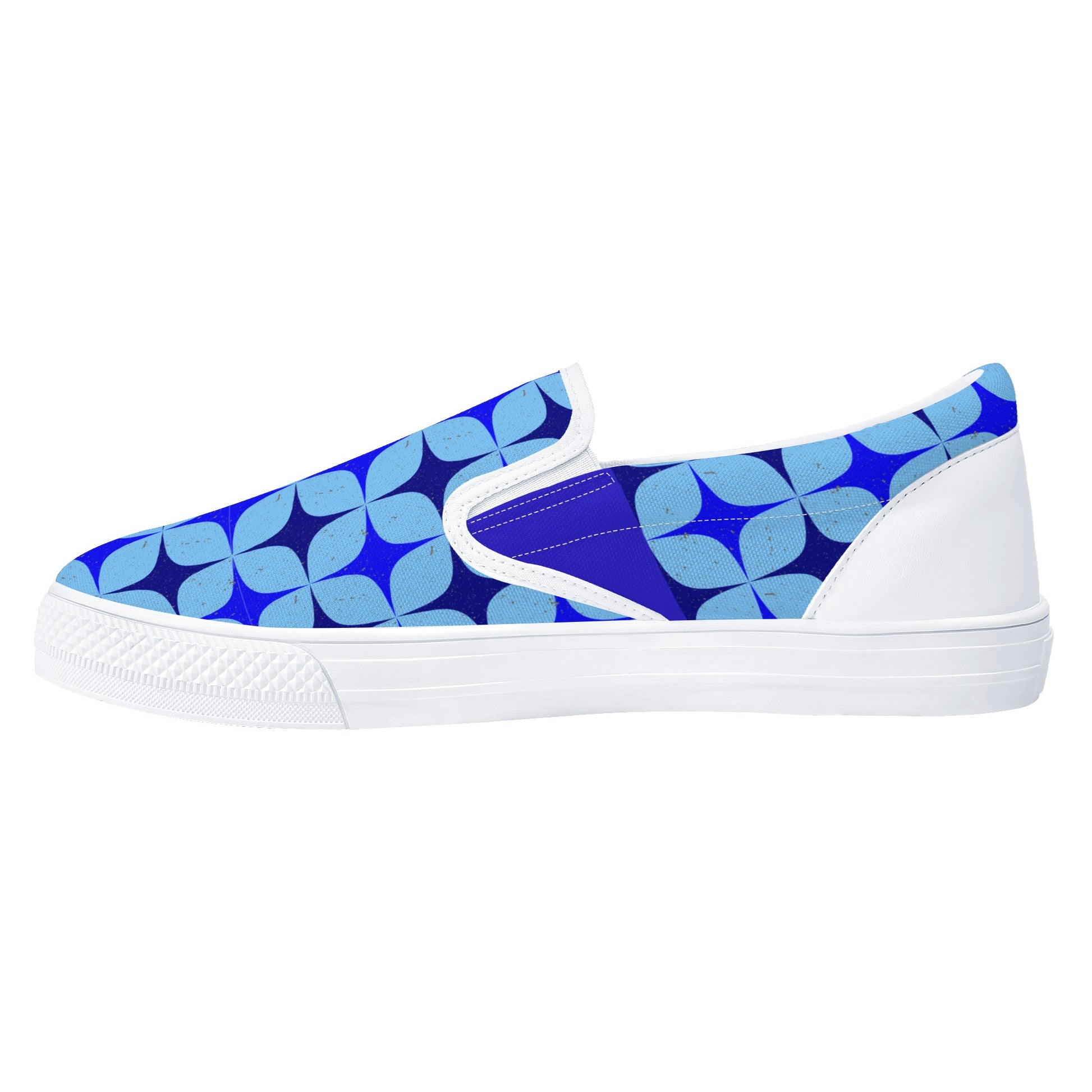 Blue Retro Inspired Men's Slip-On Shoes - Misfit Marketing Designs