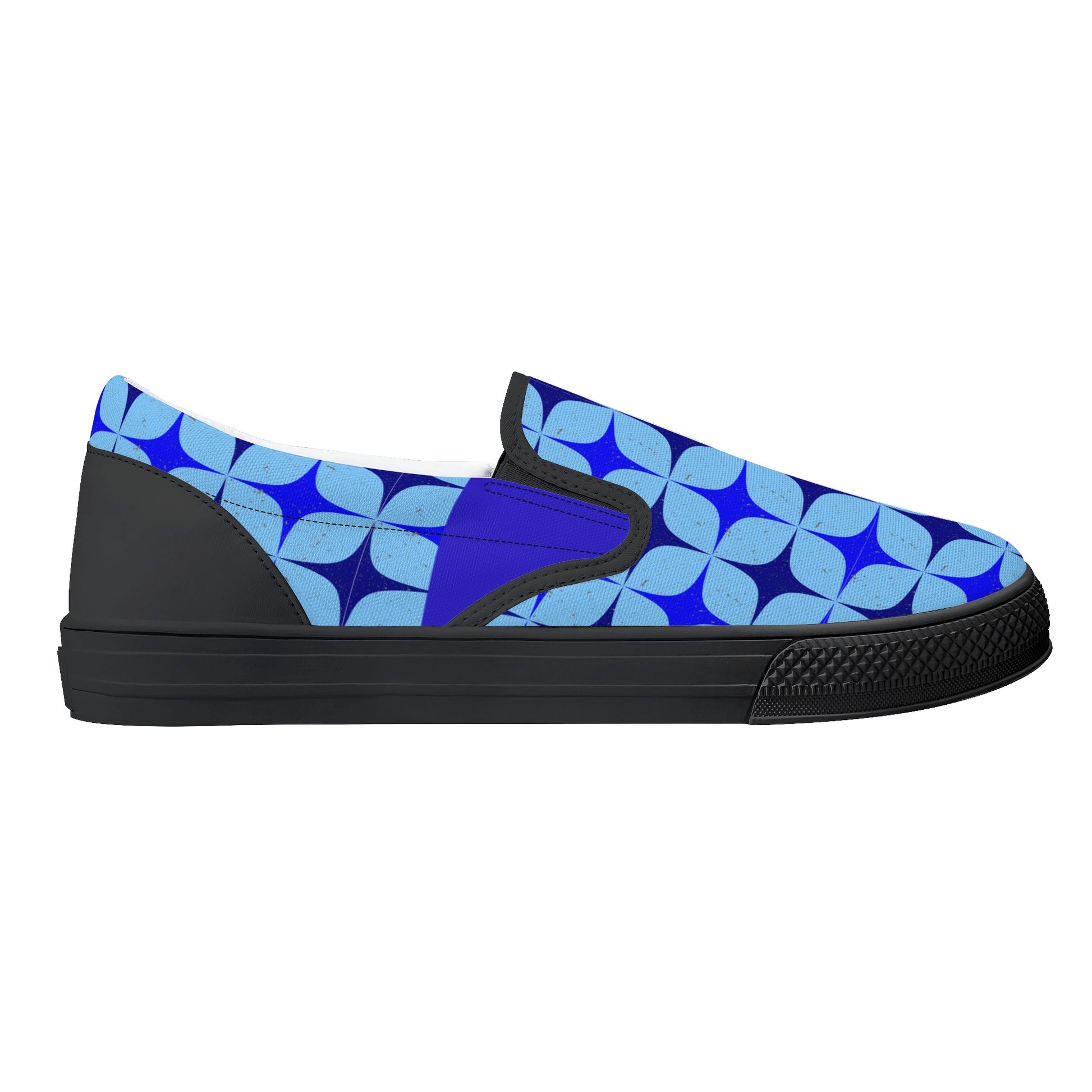 Blue Retro Inspired Men's Slip-On Shoes - Misfit Marketing Designs