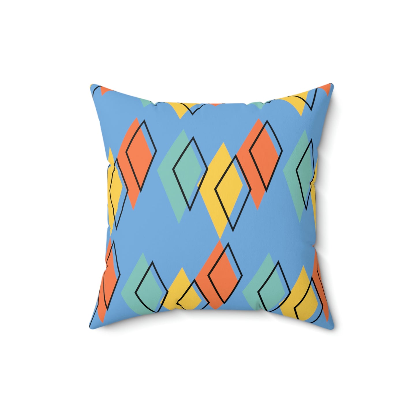 Blue Faux Suede Retro Element Accent Pillow - Misfit Marketing Designs