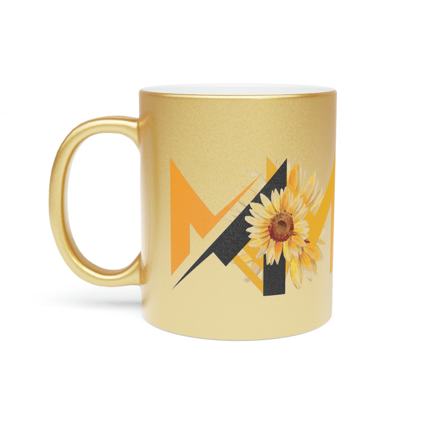 Metallic Mug - Gold or Silver (Mom's Sunflower Design) - Misfit Marketing Designs