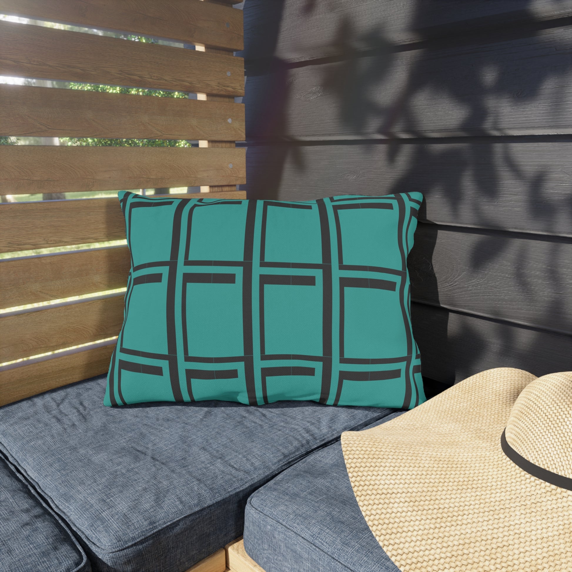 Brilliant Bluish-Green Outdoor Pillows - Misfit Marketing Designs