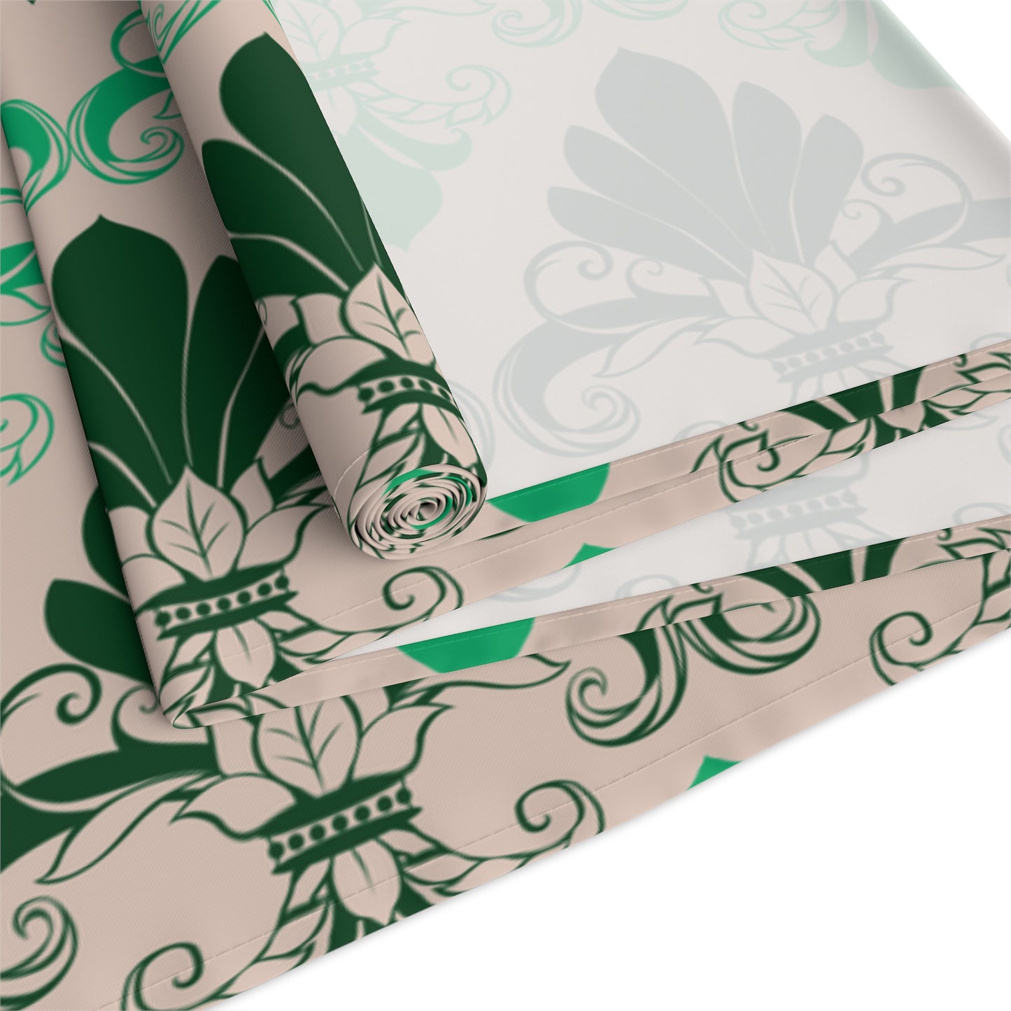 Green Fleur de Lis patterned Table Runner - Misfit Marketing Designs