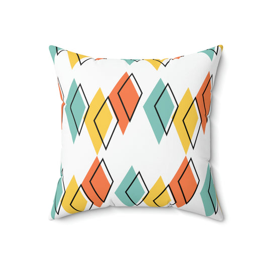 White Faux Suede Retro Element Accent Pillow - Misfit Marketing Designs