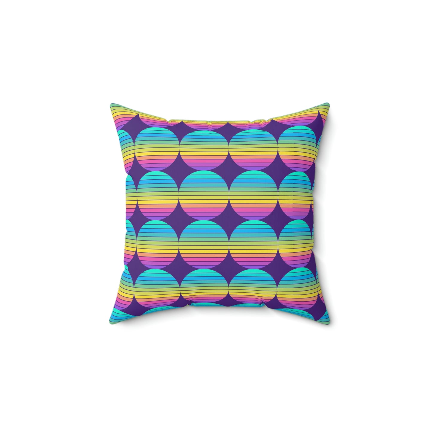 Retro Circle Spun Polyester Square Pillow- Purple - Misfit Marketing Designs