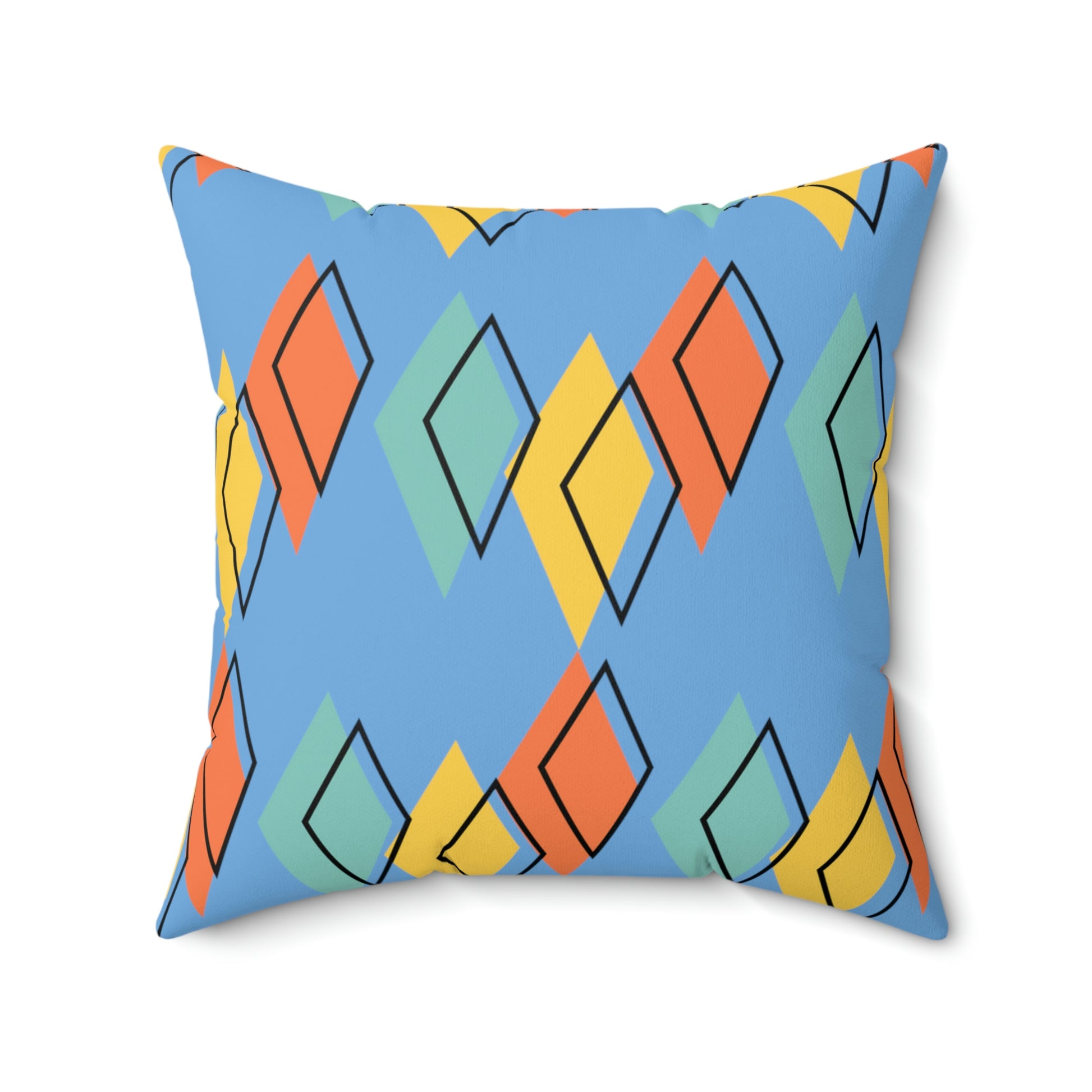 Blue Faux Suede Retro Element Accent Pillow - Misfit Marketing Designs