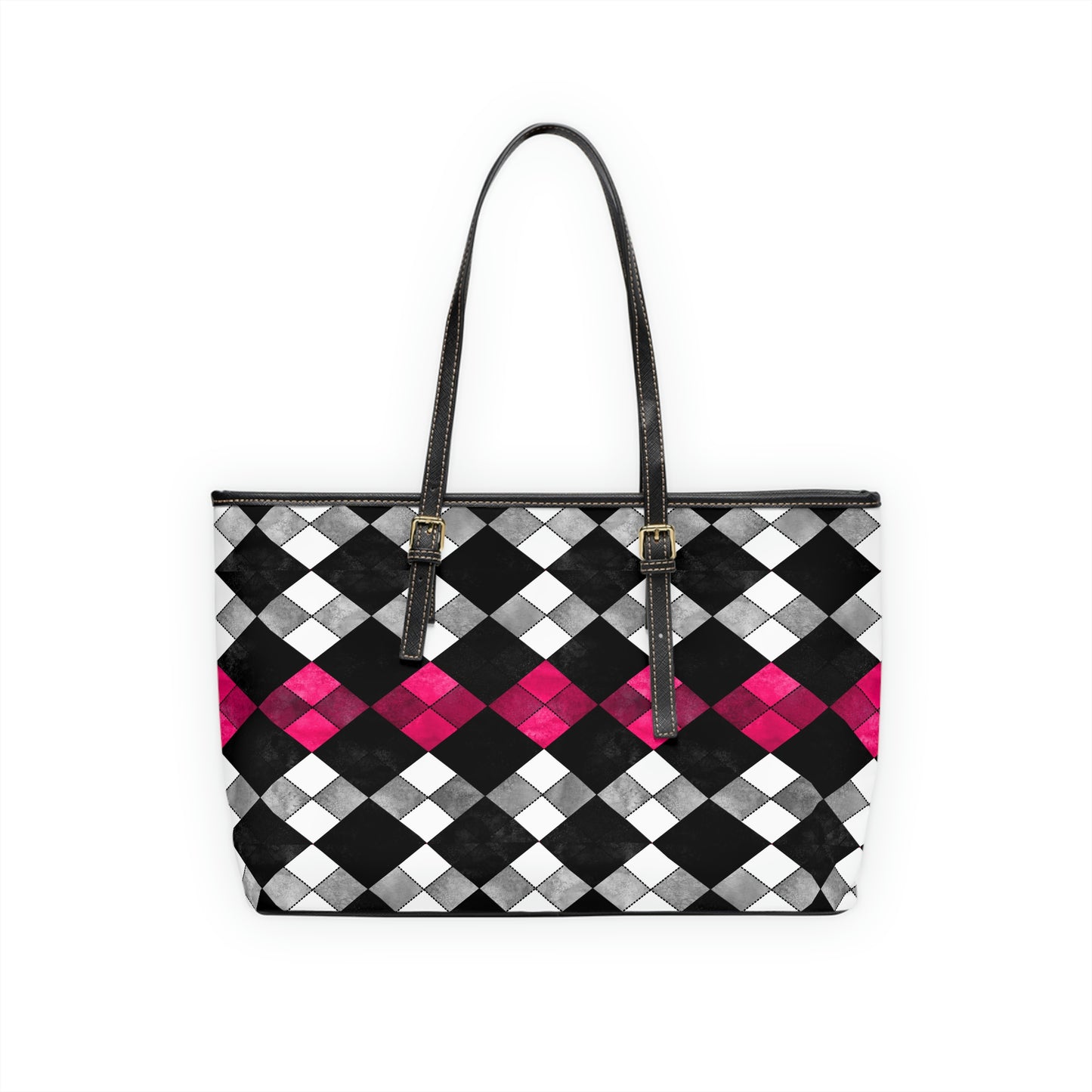 Faux Leather Argyle Pattern Shoulder Bag - Misfit Marketing Designs