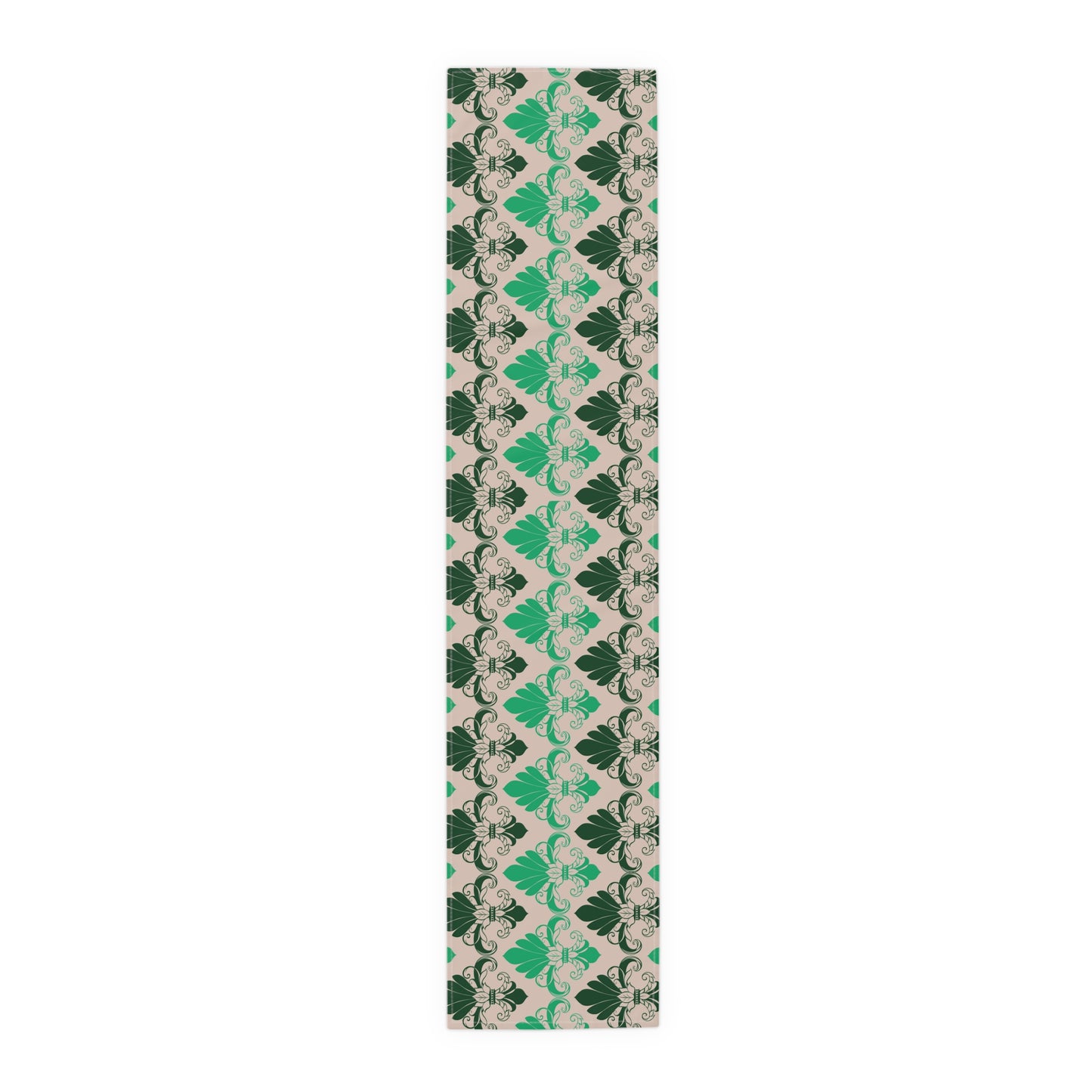 Green Fleur de Lis patterned Table Runner - Misfit Marketing Designs