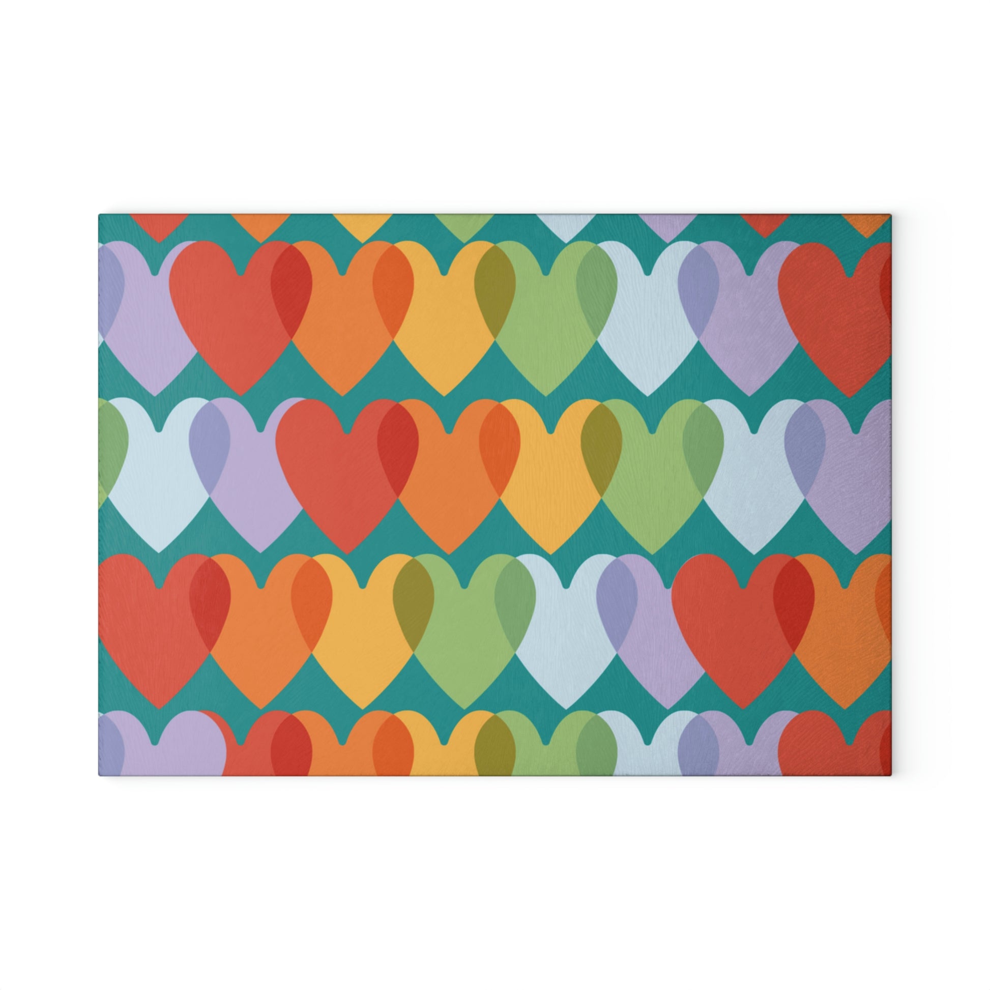 Multicolor Hearts Glass Cutting Board - Misfit Marketing Designs