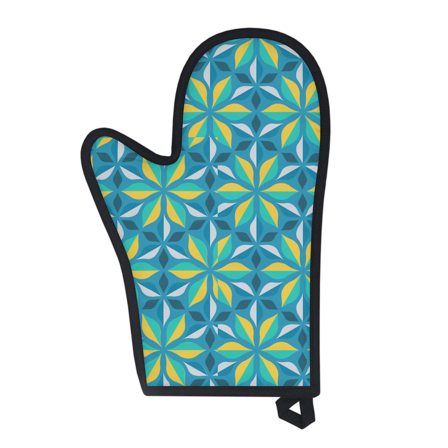 Turquoise Floral Oven Glove - Misfit Marketing Designs