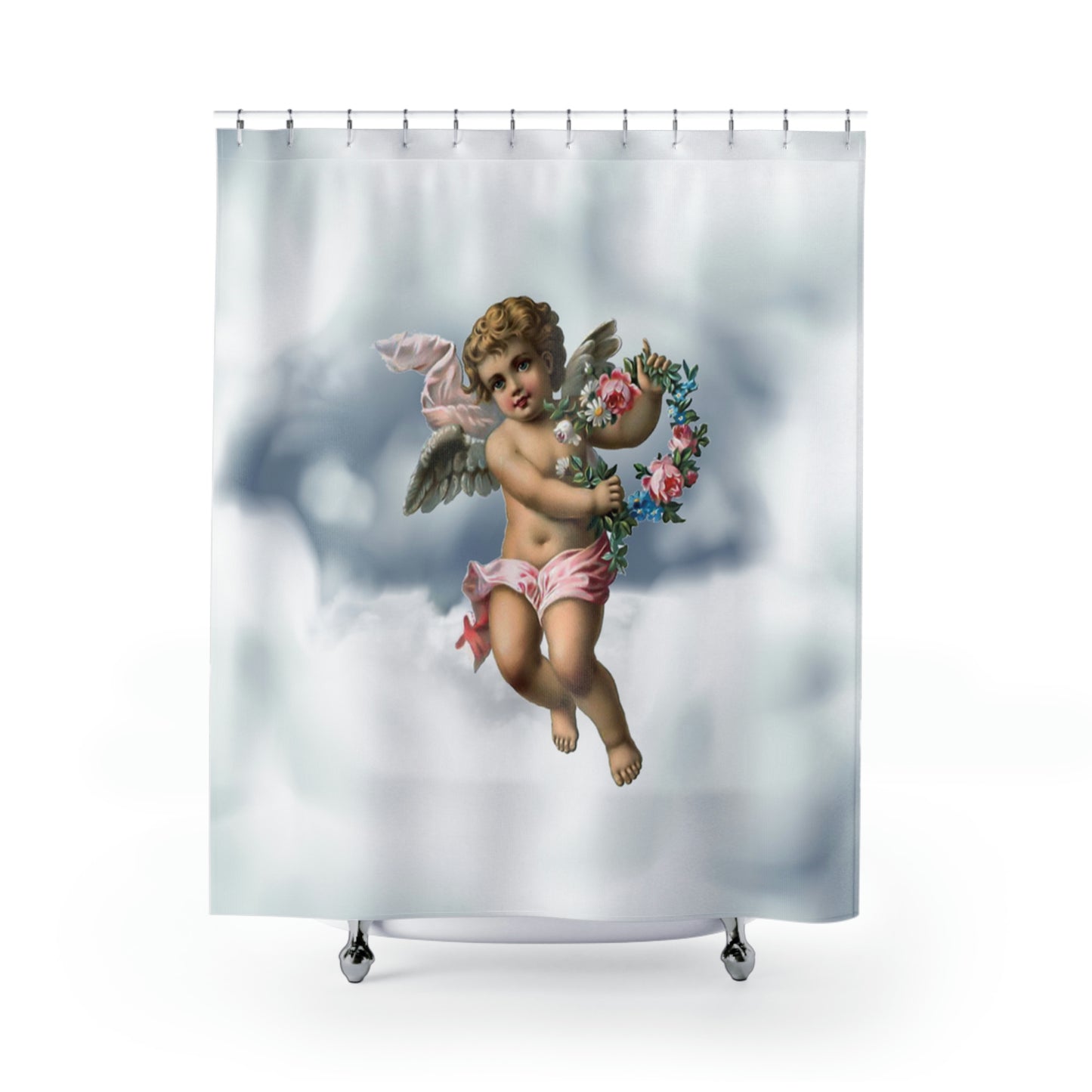 Cherub in the Sky Shower Curtain - Misfit Marketing Designs