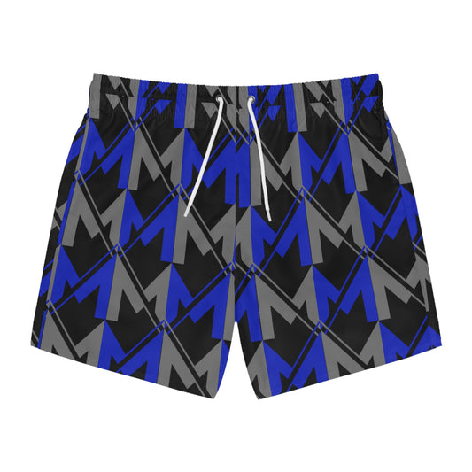 Men's Misfit Blue and Gray Swim Trunks - Misfit Marketing Designs