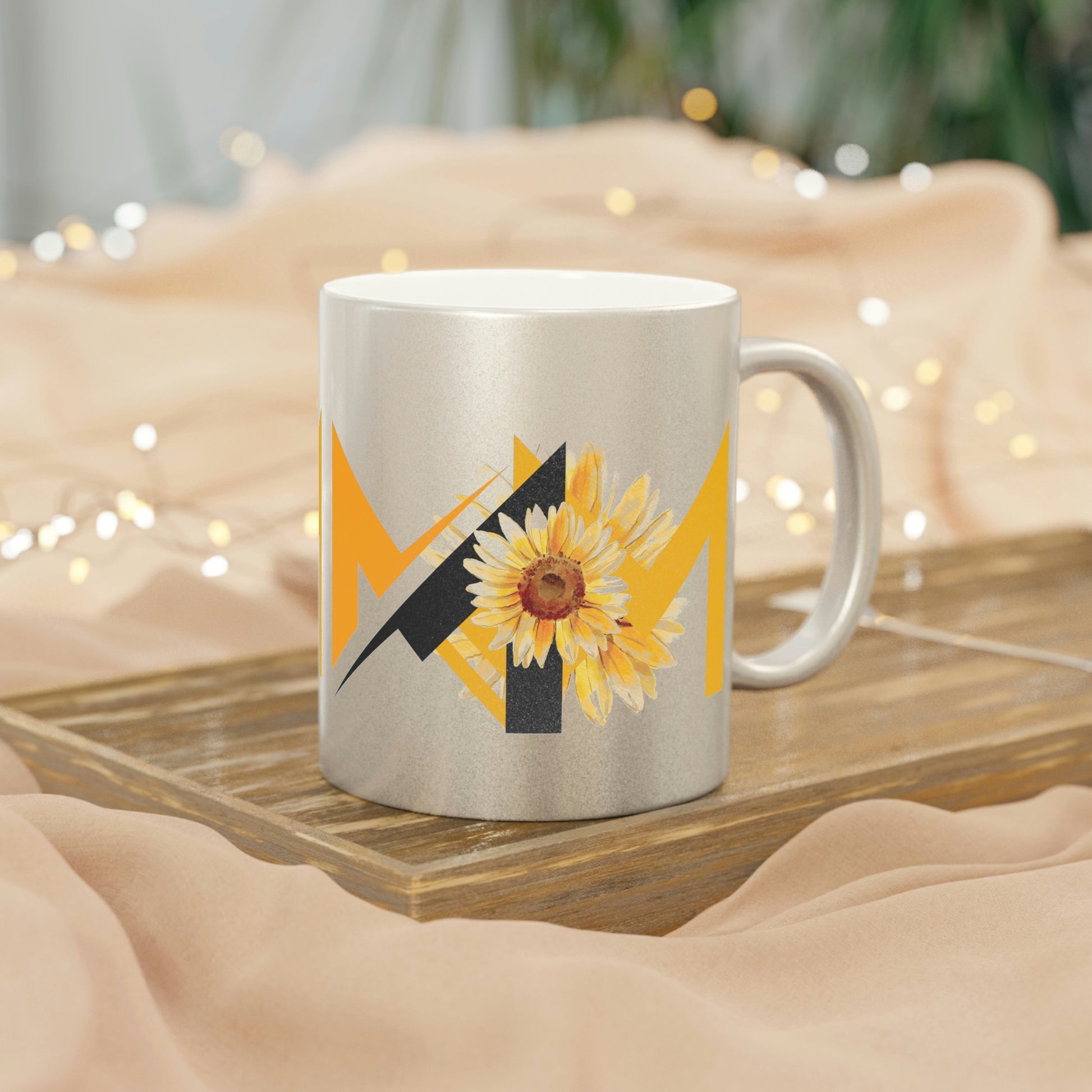 Metallic Mug - Gold or Silver (Mom's Sunflower Design) - Misfit Marketing Designs