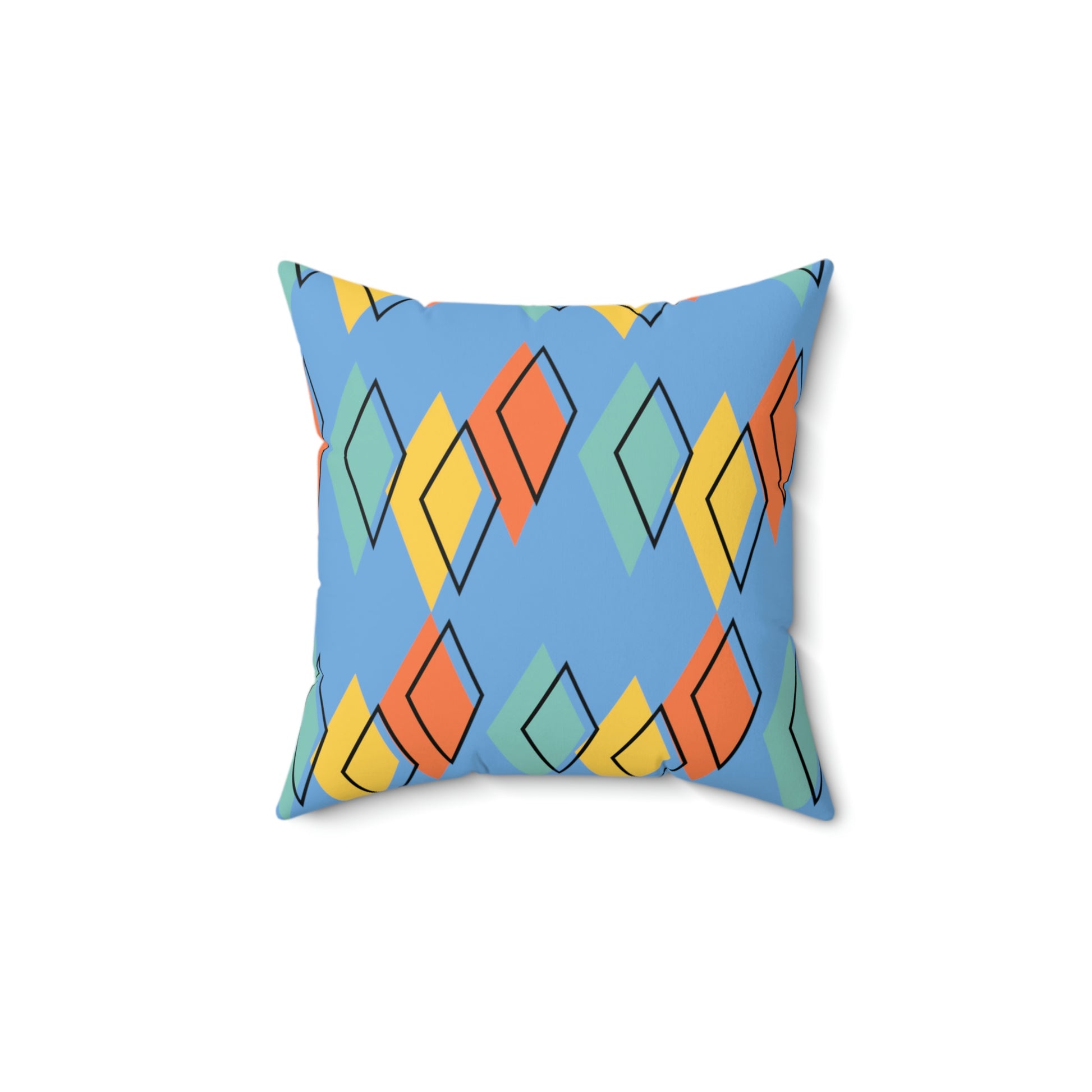 Blue Faux Suede Retro Element Accent Pillow - Misfit Marketing Designs