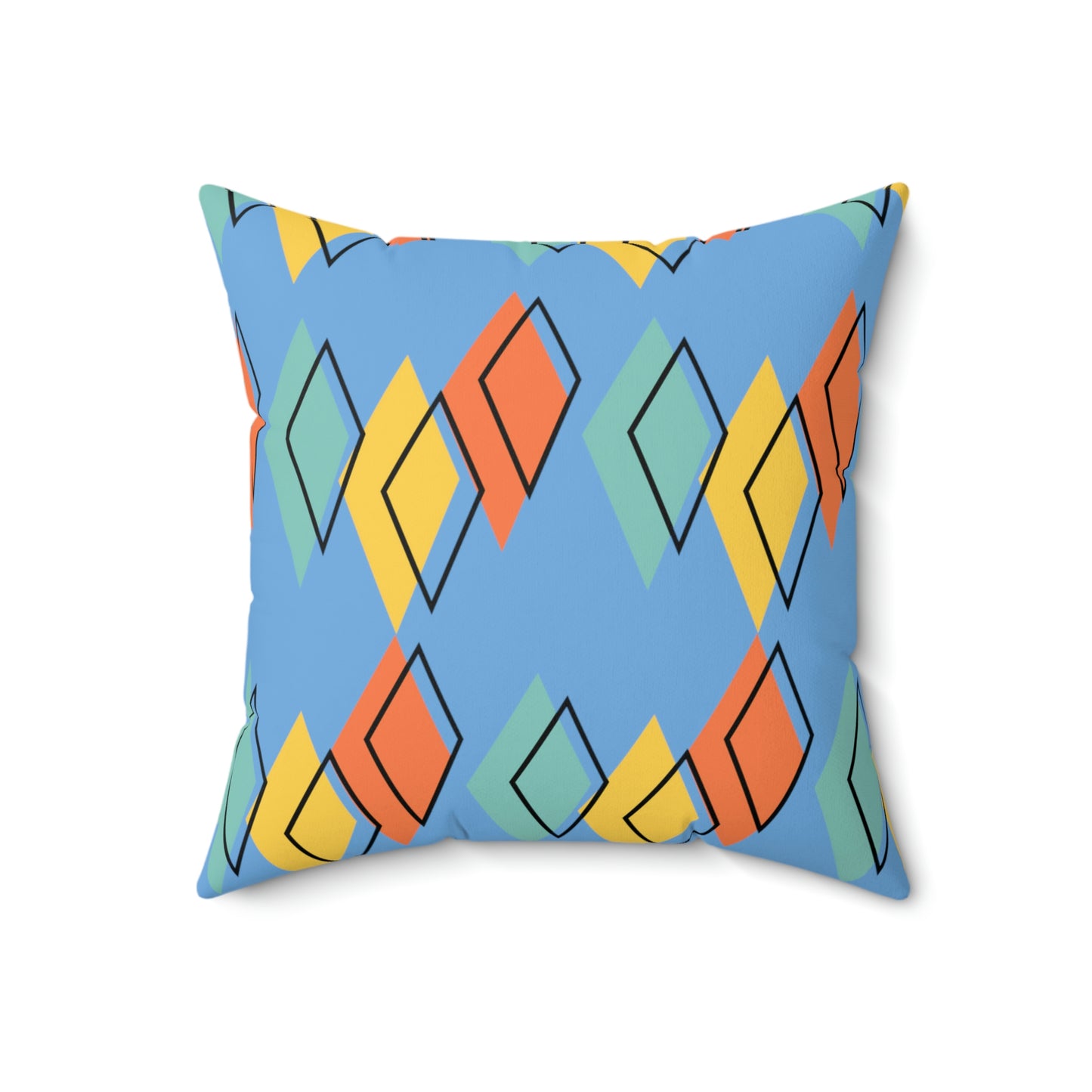 Blue Faux Suede Retro Element Accent Pillow - Misfit Marketing Designs