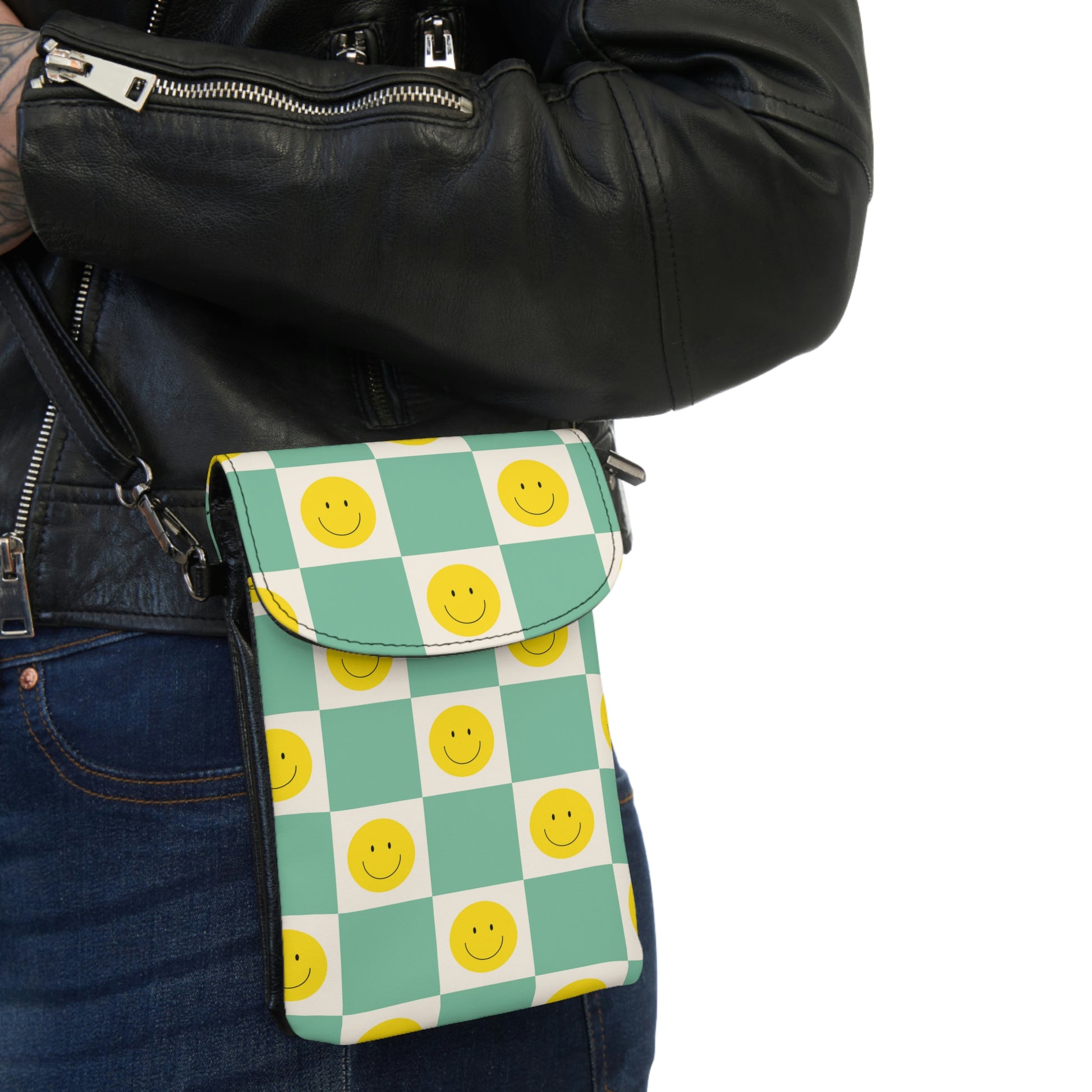 Retro Smiley Face Small Cell Phone Wallet - Misfit Marketing Designs